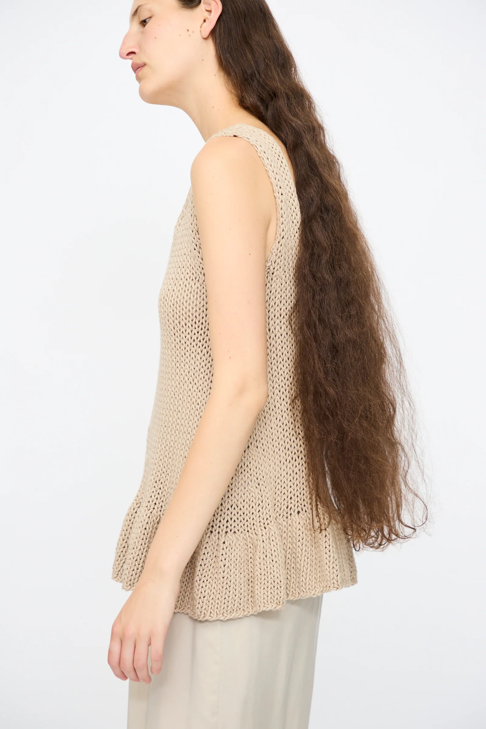 Handknit Ruffle Tank in Sisal - Image 5