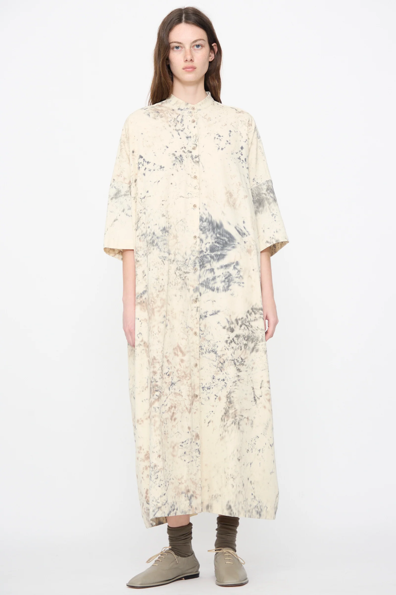 Handpaint Shirt Dress in Natural