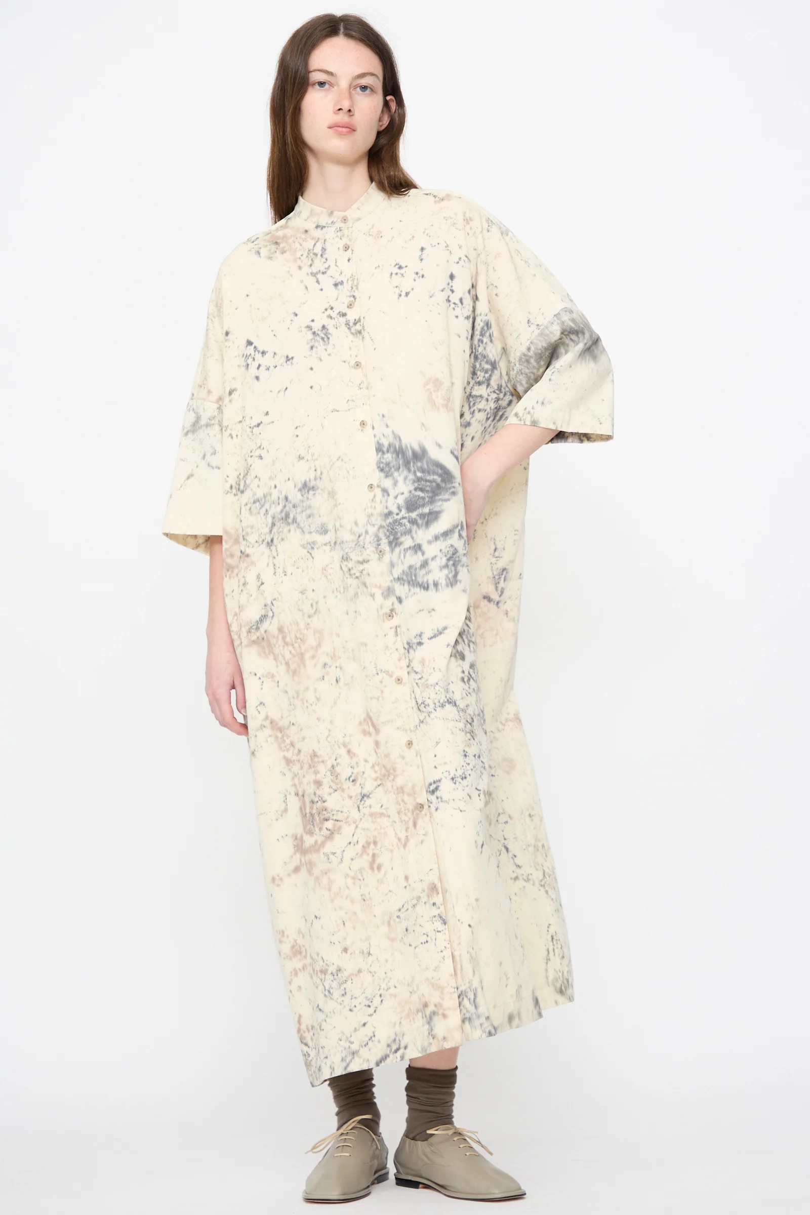 Handpaint Shirt Dress in Natural - Image 2
