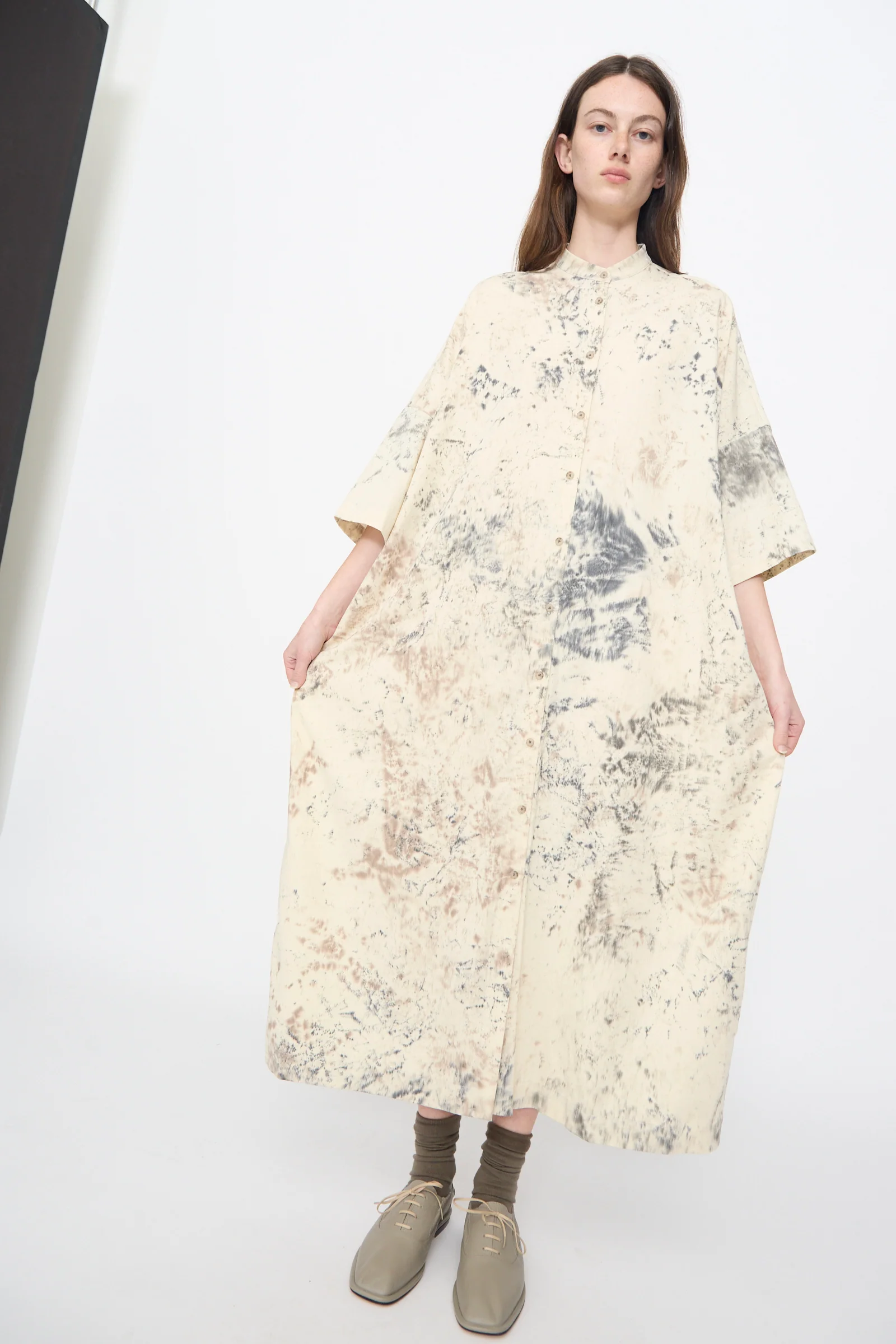 Handpaint Shirt Dress in Natural - Image 6