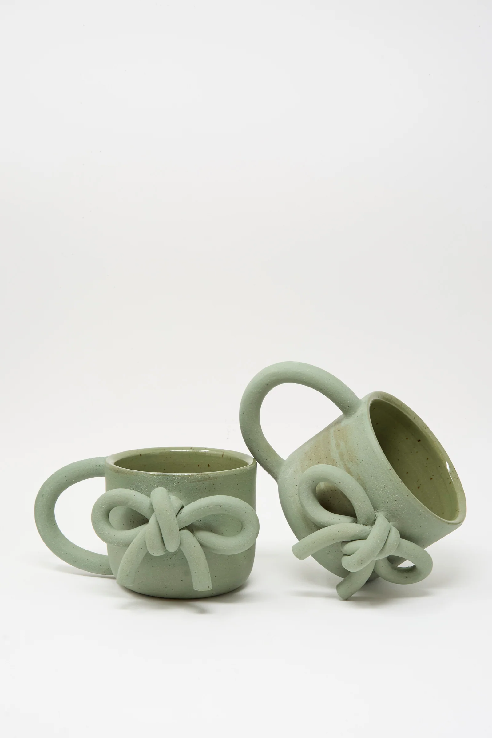 Hand Built Bow Mug in Sage