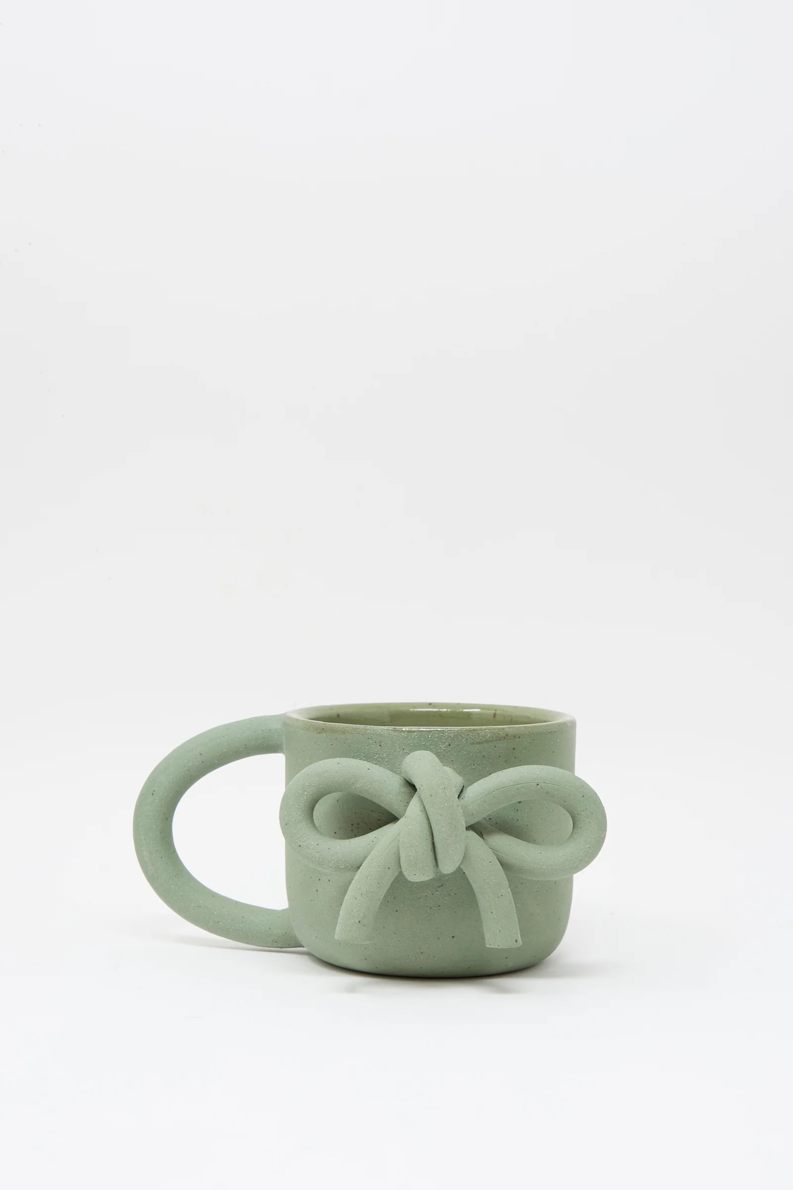 Hand Built Bow Mug in Sage - Image 2