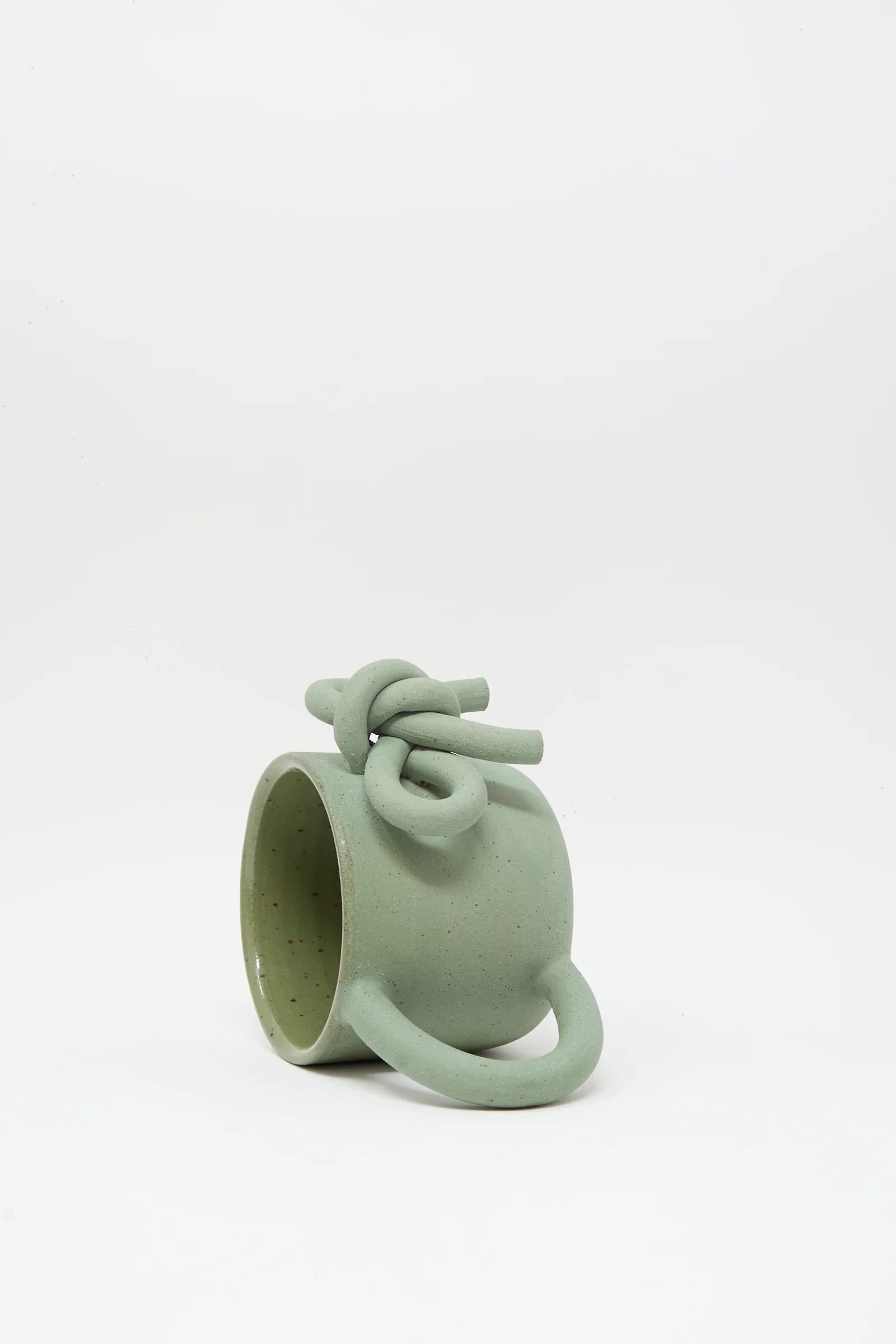 Hand Built Bow Mug in Sage - Image 3