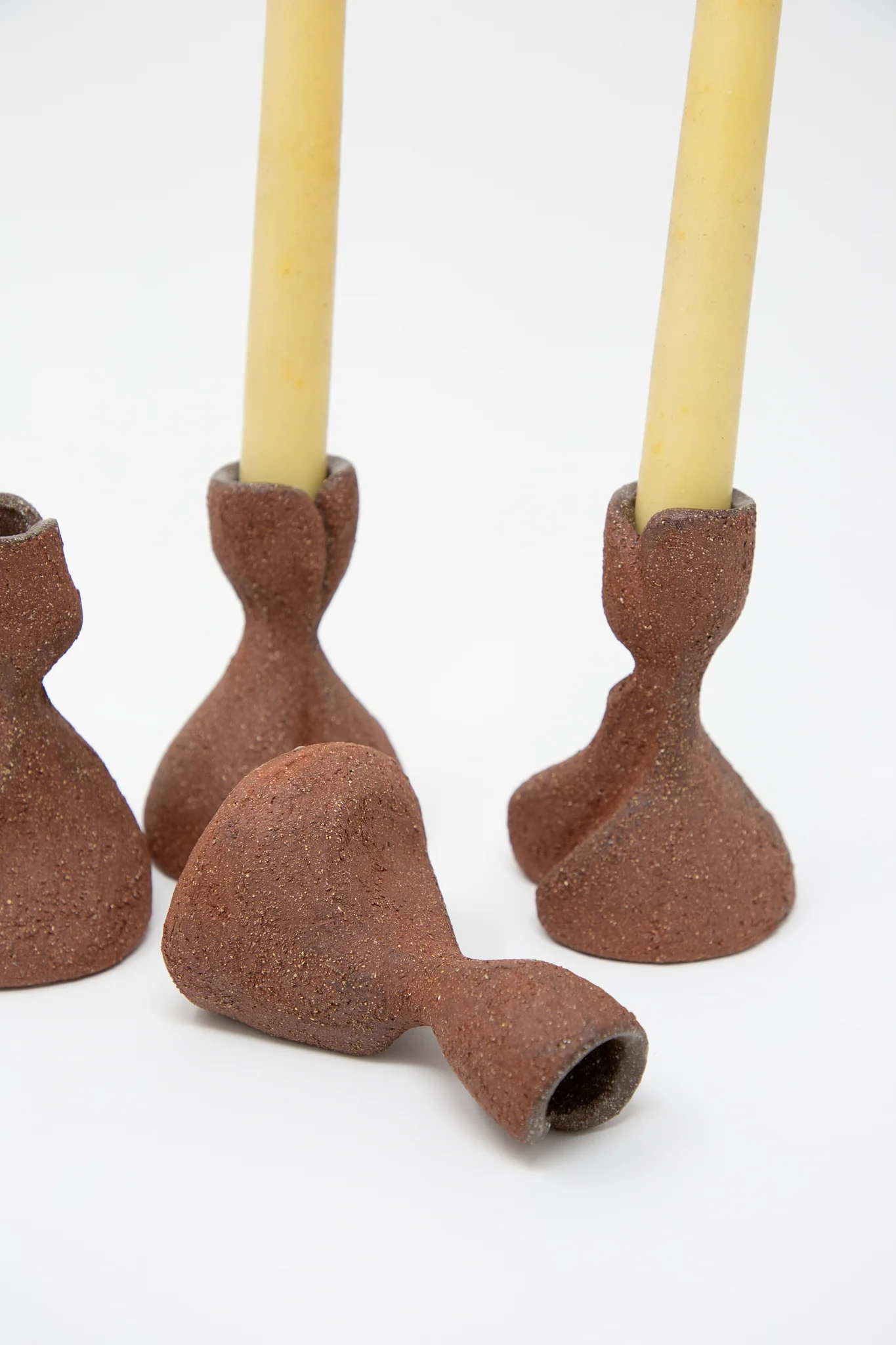 Hand Built Candlesticks in Terracotta Sculpture Clay - Image 4