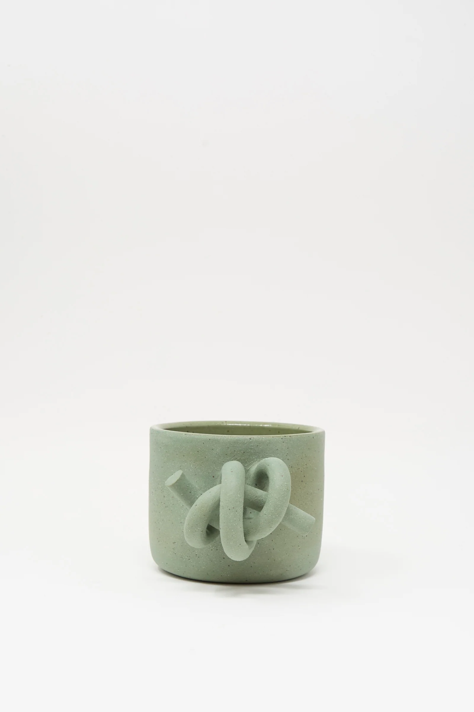Hand Built Knot Mug in Sage II