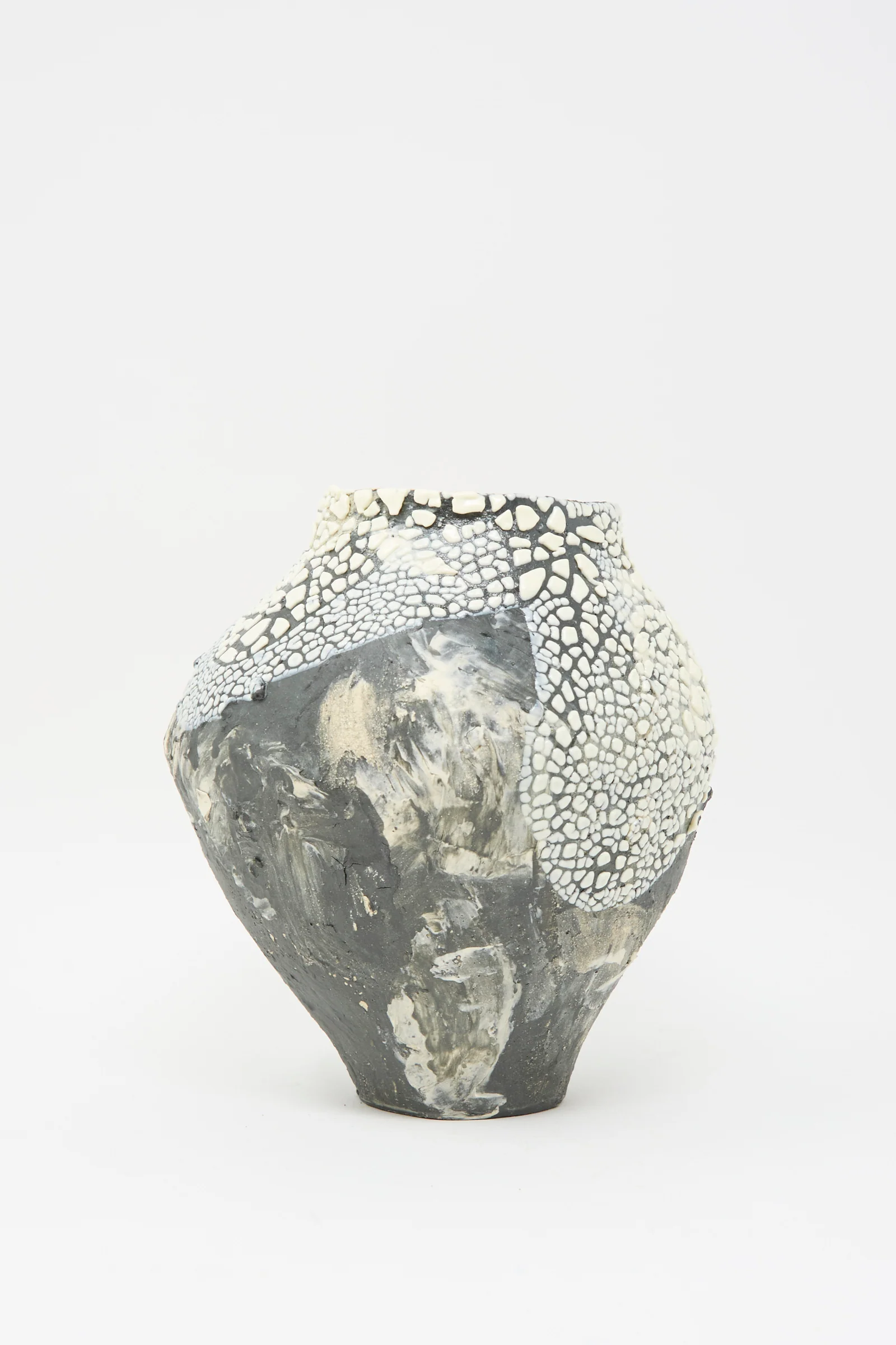 Hand Built Textured Vessel in Black and White - Image 3