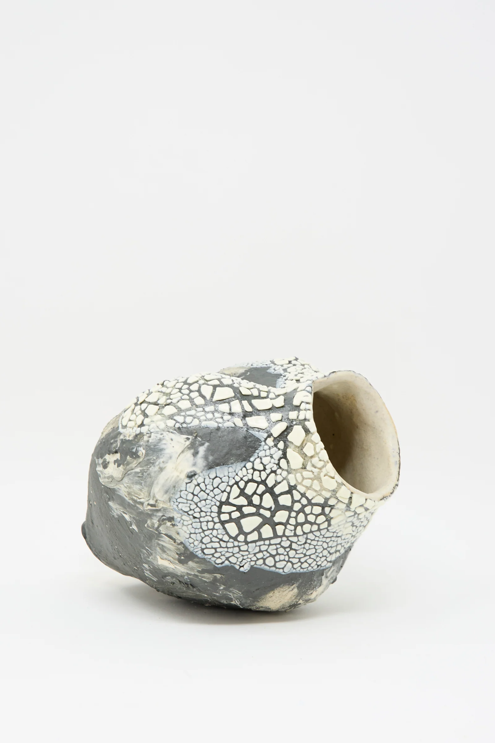 Hand Built Textured Vessel in Black and White - Image 4