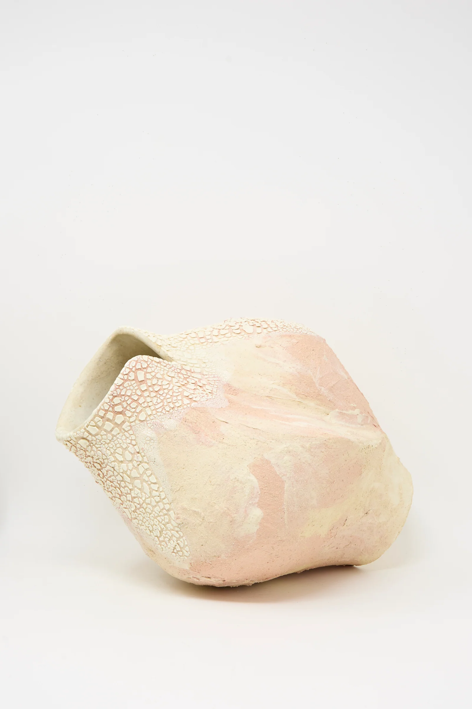 Hand Built Textured Vessel in Pale Pink - Image 2