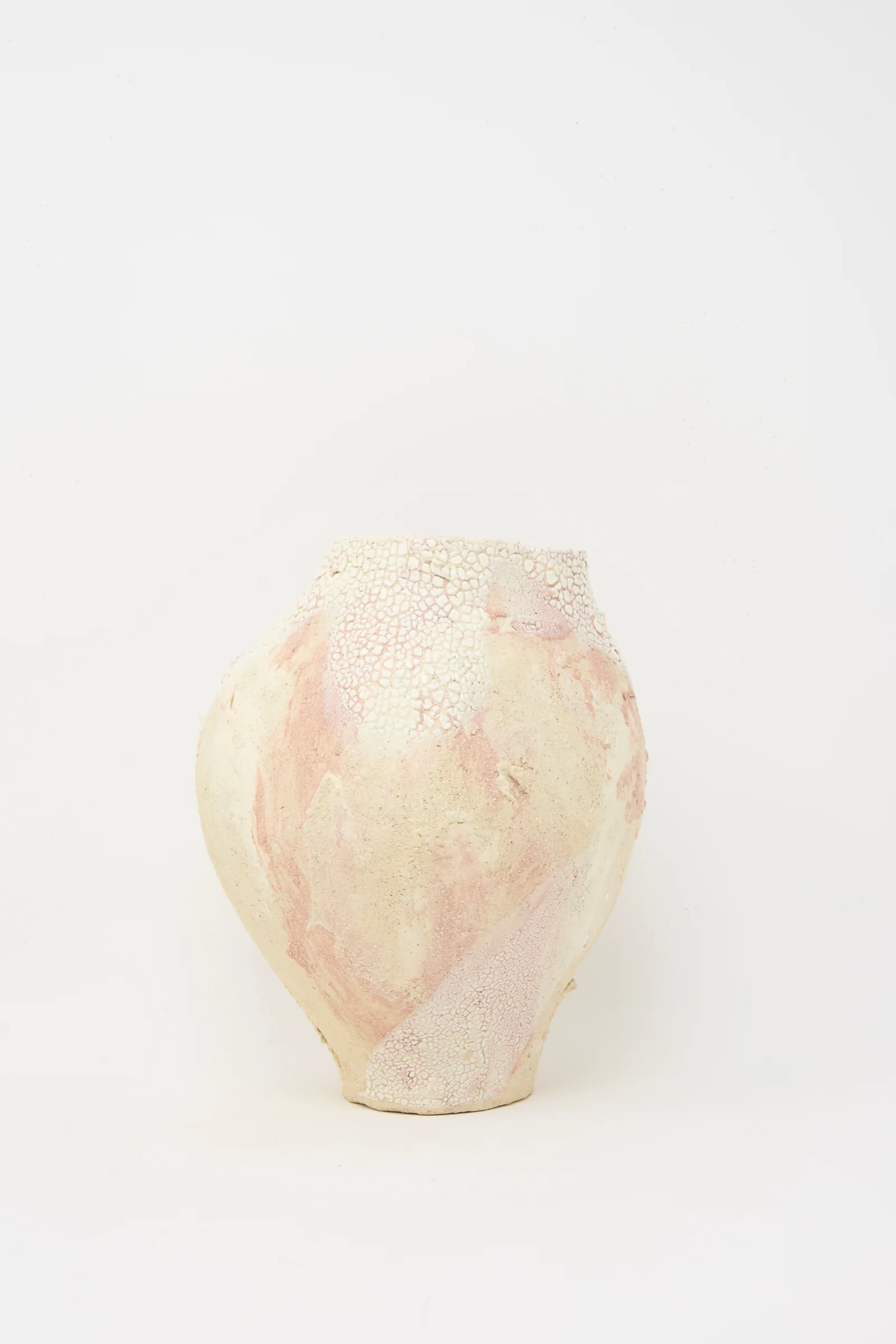 Medium Hand Built Textured Vessel in Pale Pink - Image 3
