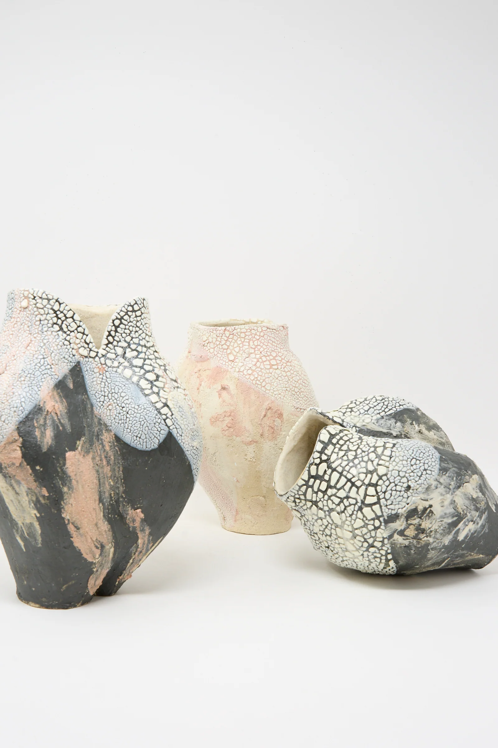 Medium Hand Built Textured Vessel in Pale Pink - Image 4