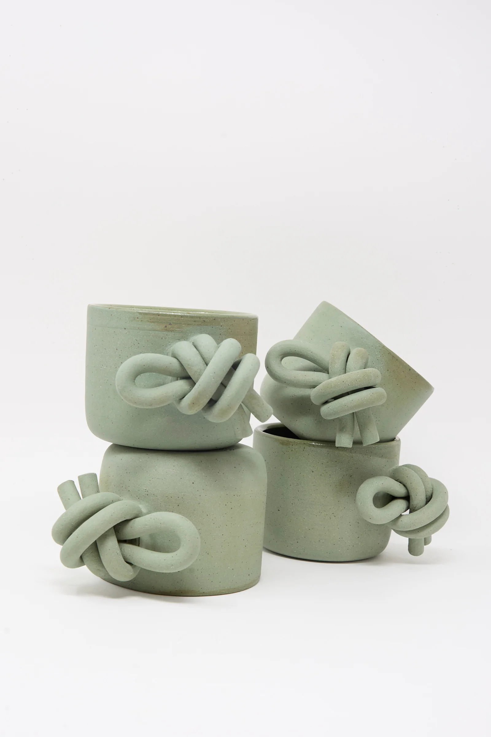 Hand Built Knot Mug in Sage I