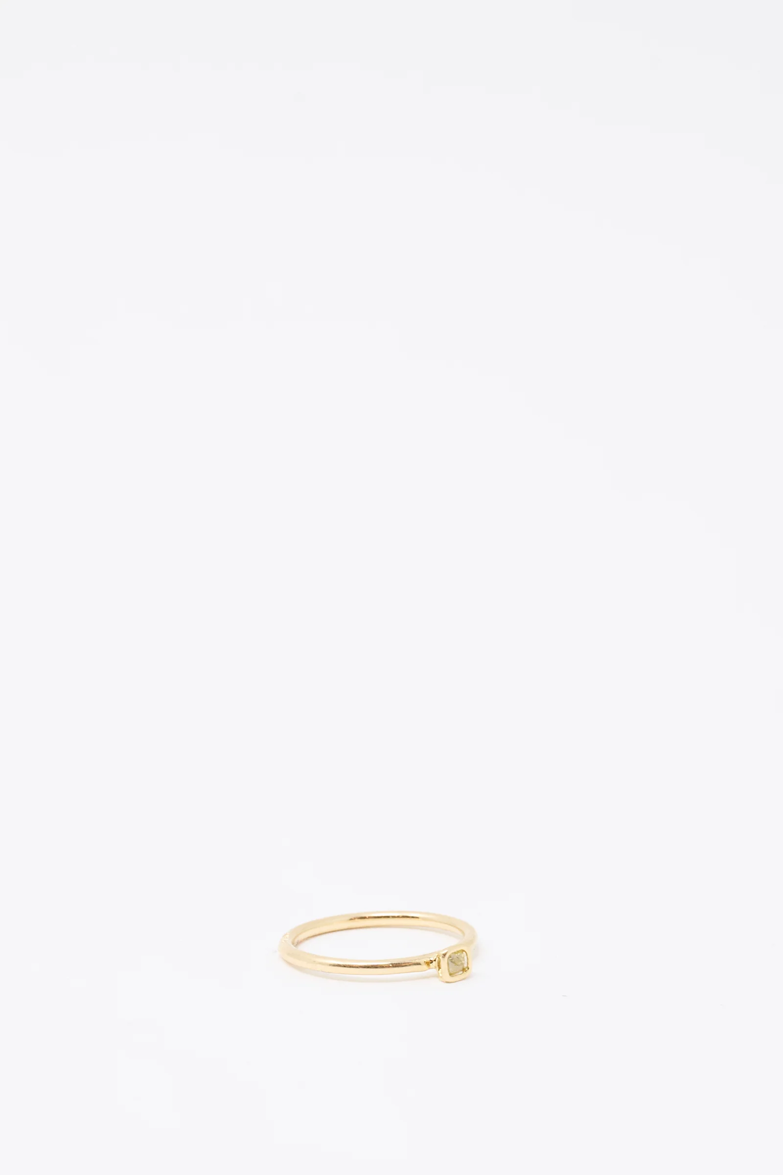 14K Floating Ring in Petite Light Green Rose Cut Mineral Diamond - Image 3