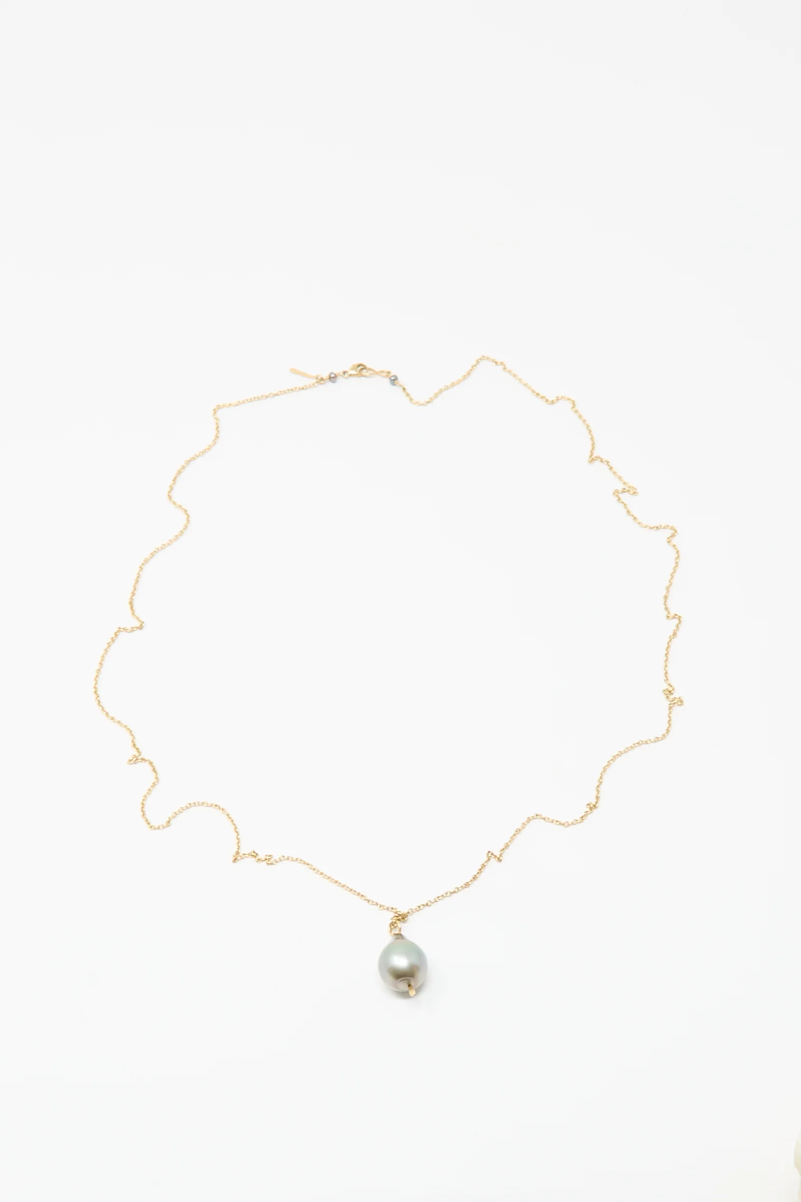 14K Tahitian Pearl Drop Necklace in Charcoal Silver - Image 3