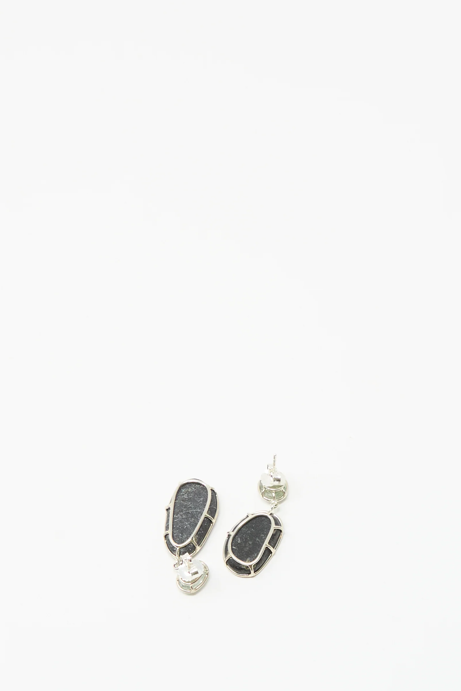Double Stone Drop Earrings in Dark Island Stone and Tourmaline - Image 3
