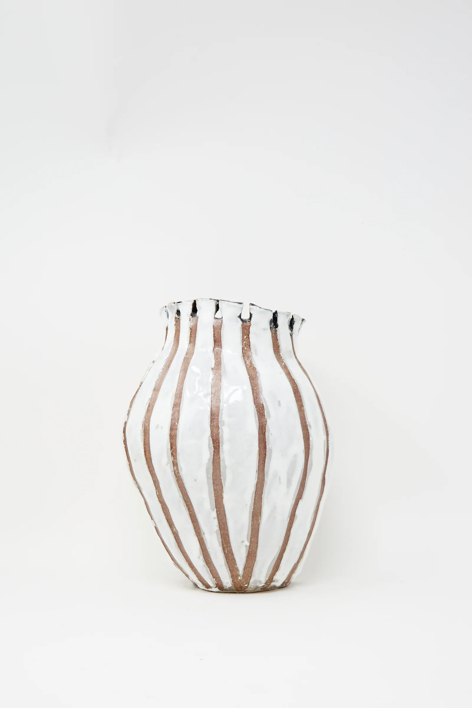 Coil-built Glazed Stoneware Striped Vase - Image 3