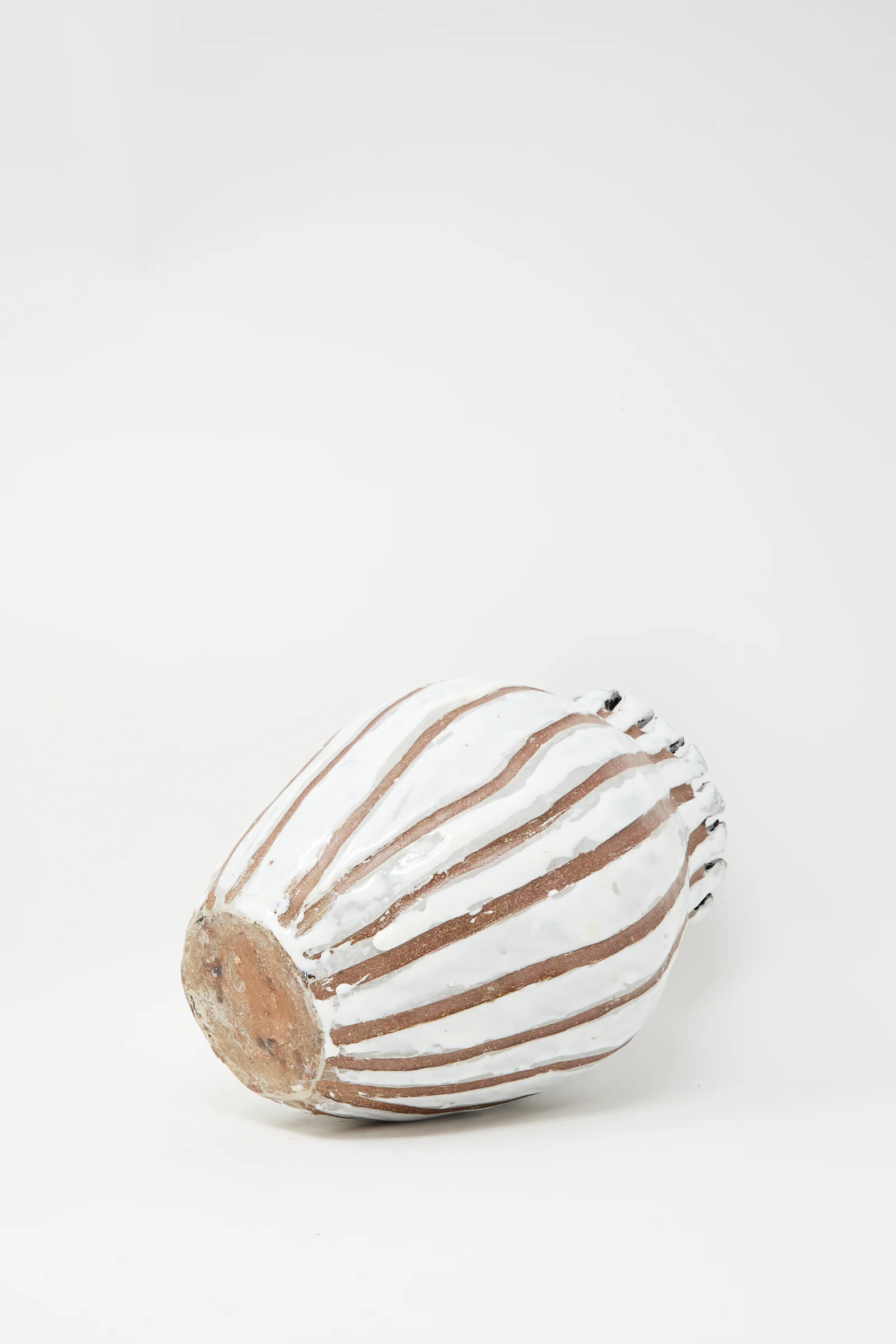 Coil-built Glazed Stoneware Striped Vase - Image 4