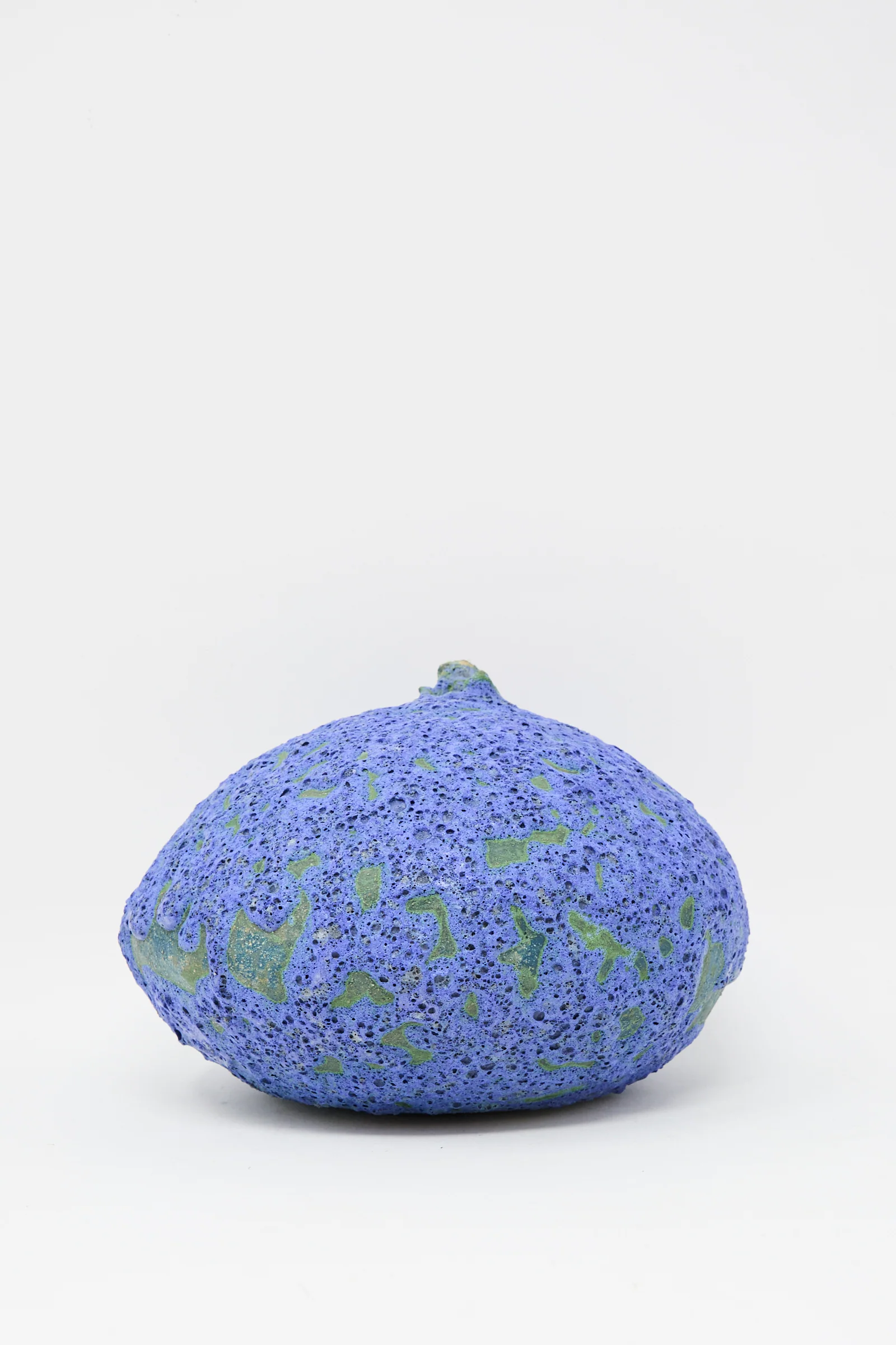 Glazed Stoneware Moon Vase in Blue - Image 3