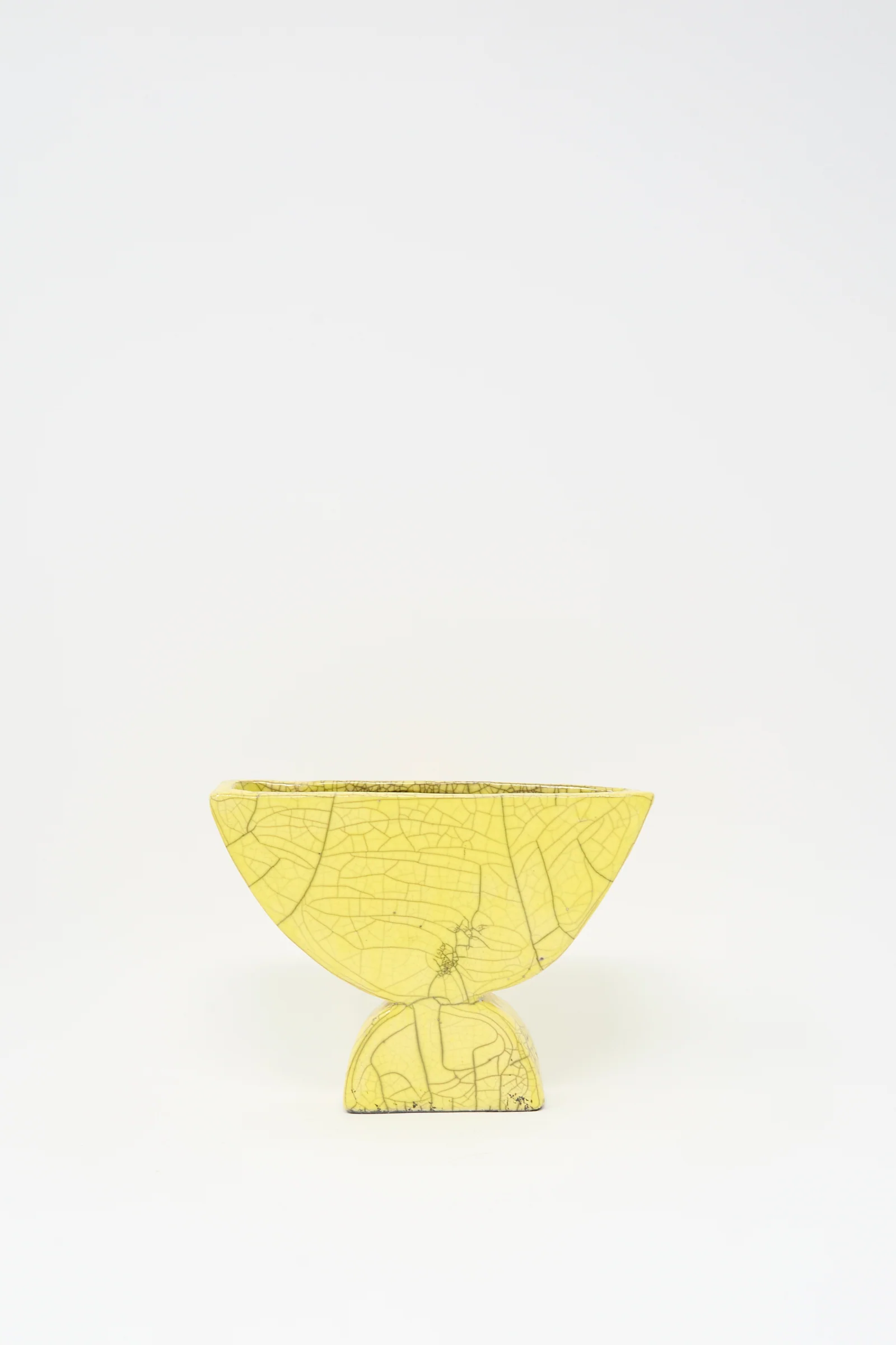 Raku Semicircle Vessel in Yellow