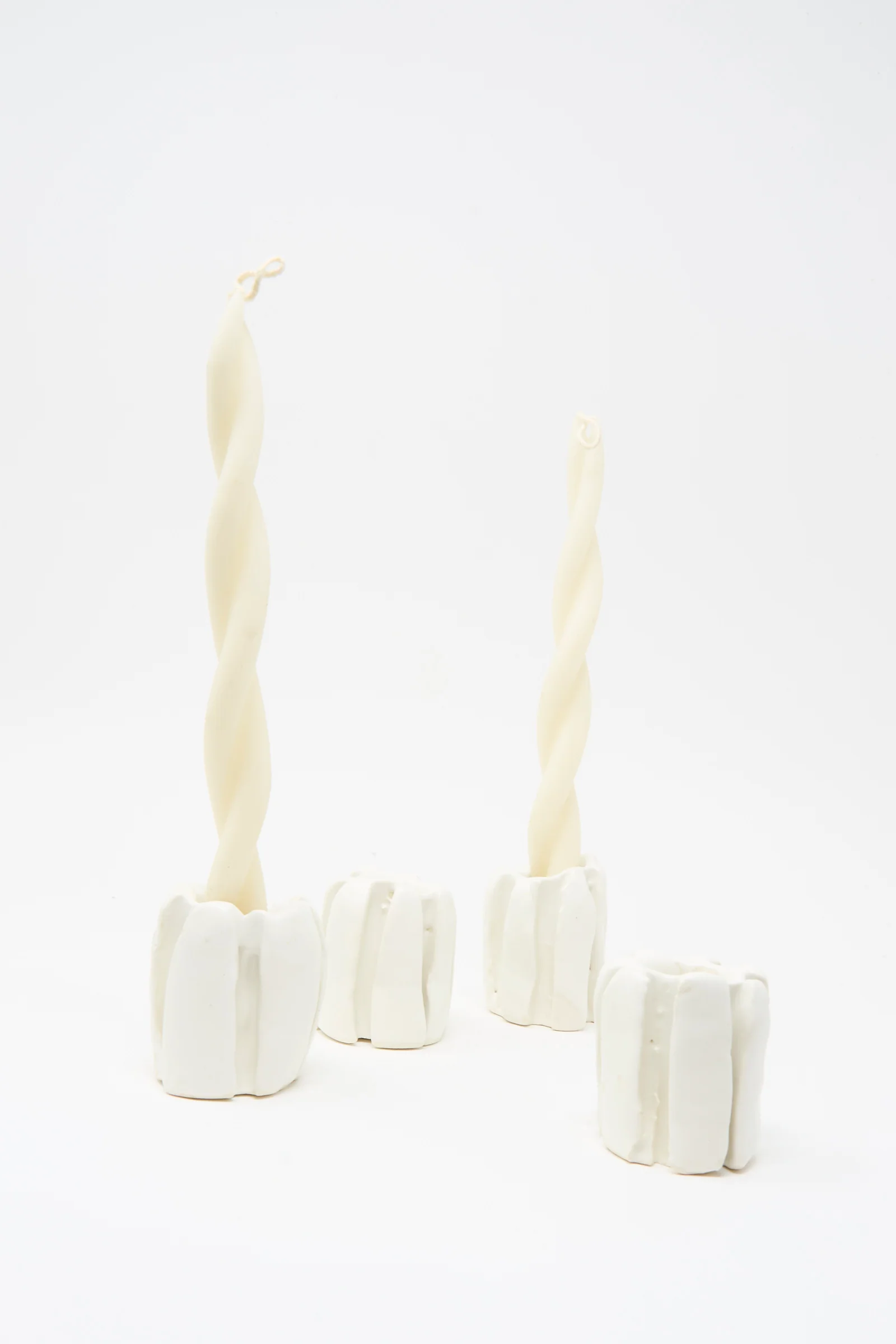 Ribbed Candleholder in White
