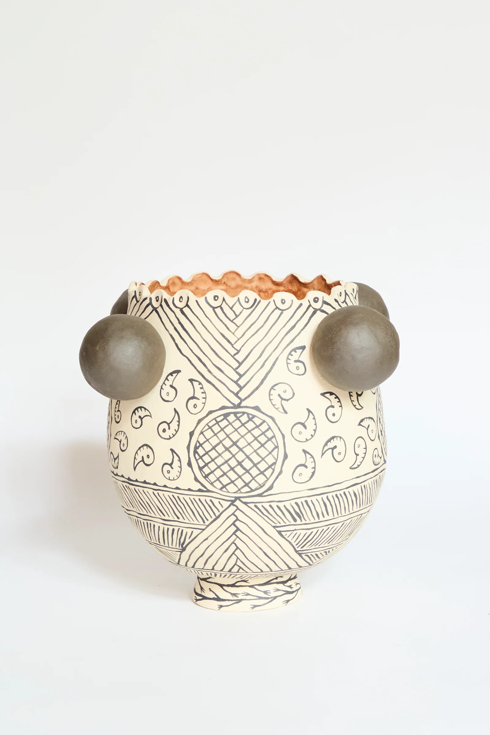 Patterned Round Urn