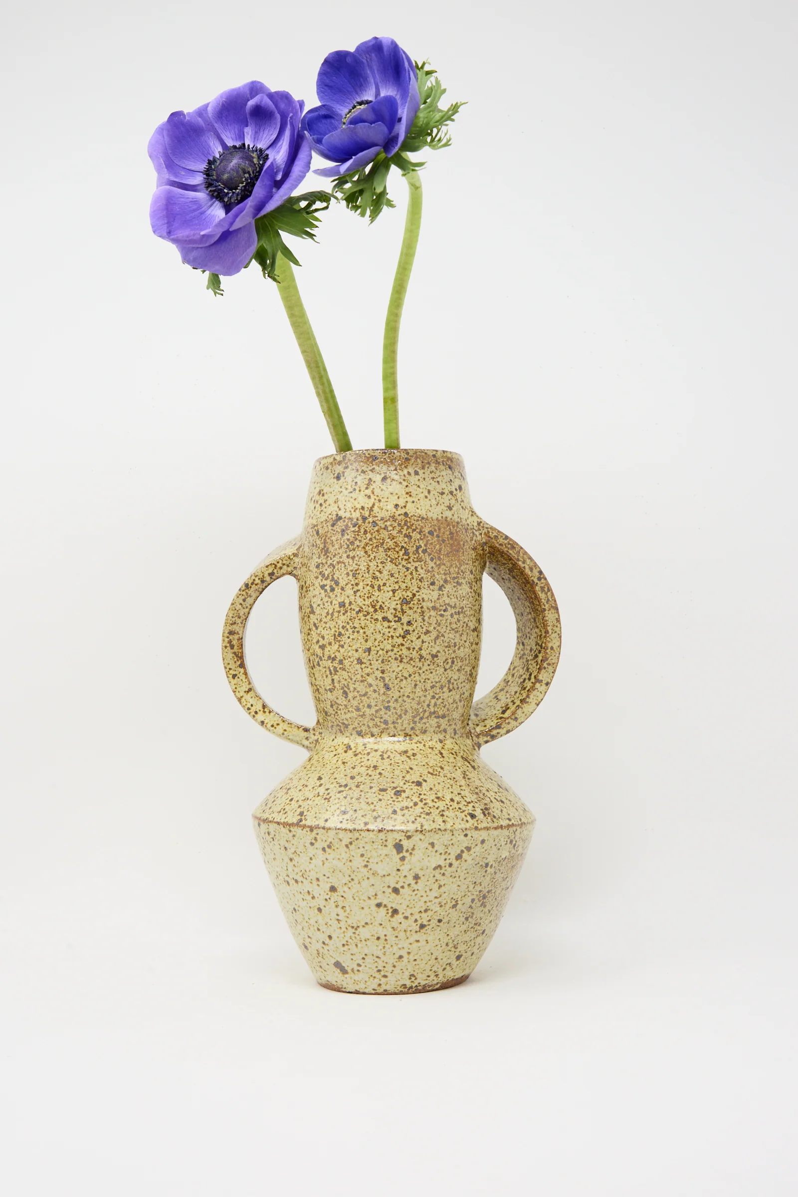 Tall Shaped Handled Vase in Eggshell Speckle - Image 2