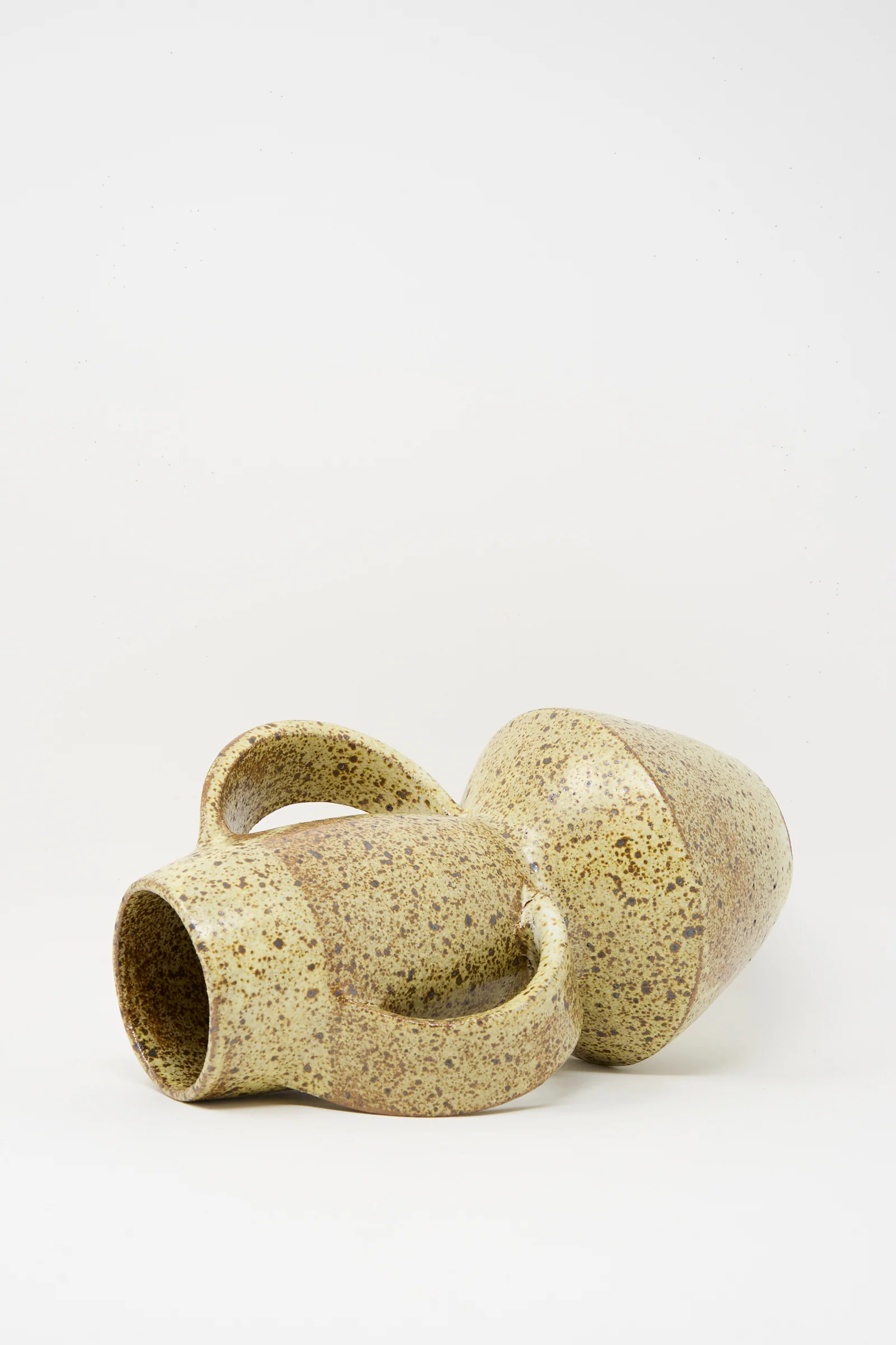 Tall Shaped Handled Vase in Eggshell Speckle - Image 3