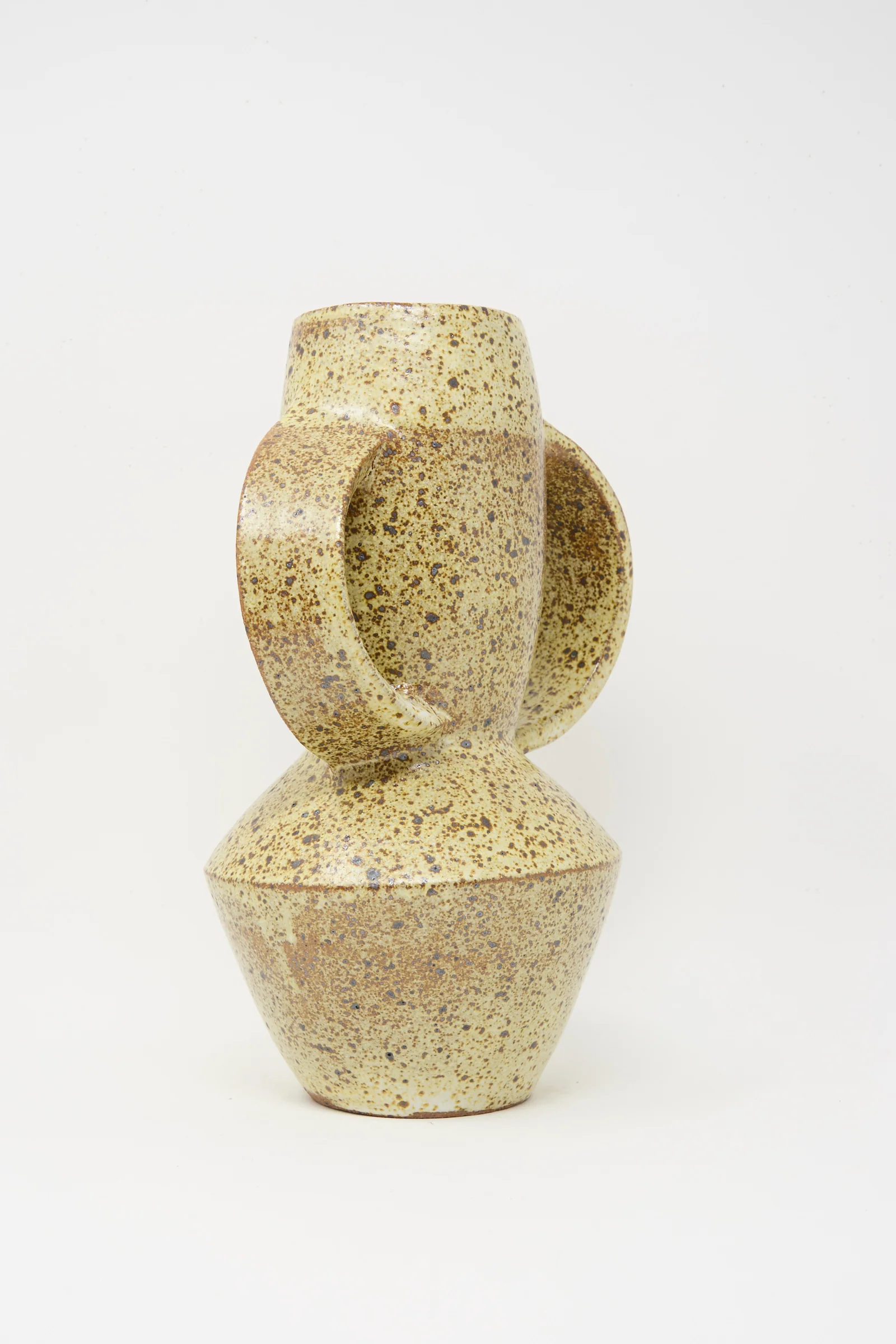 Tall Shaped Handled Vase in Eggshell Speckle - Image 4