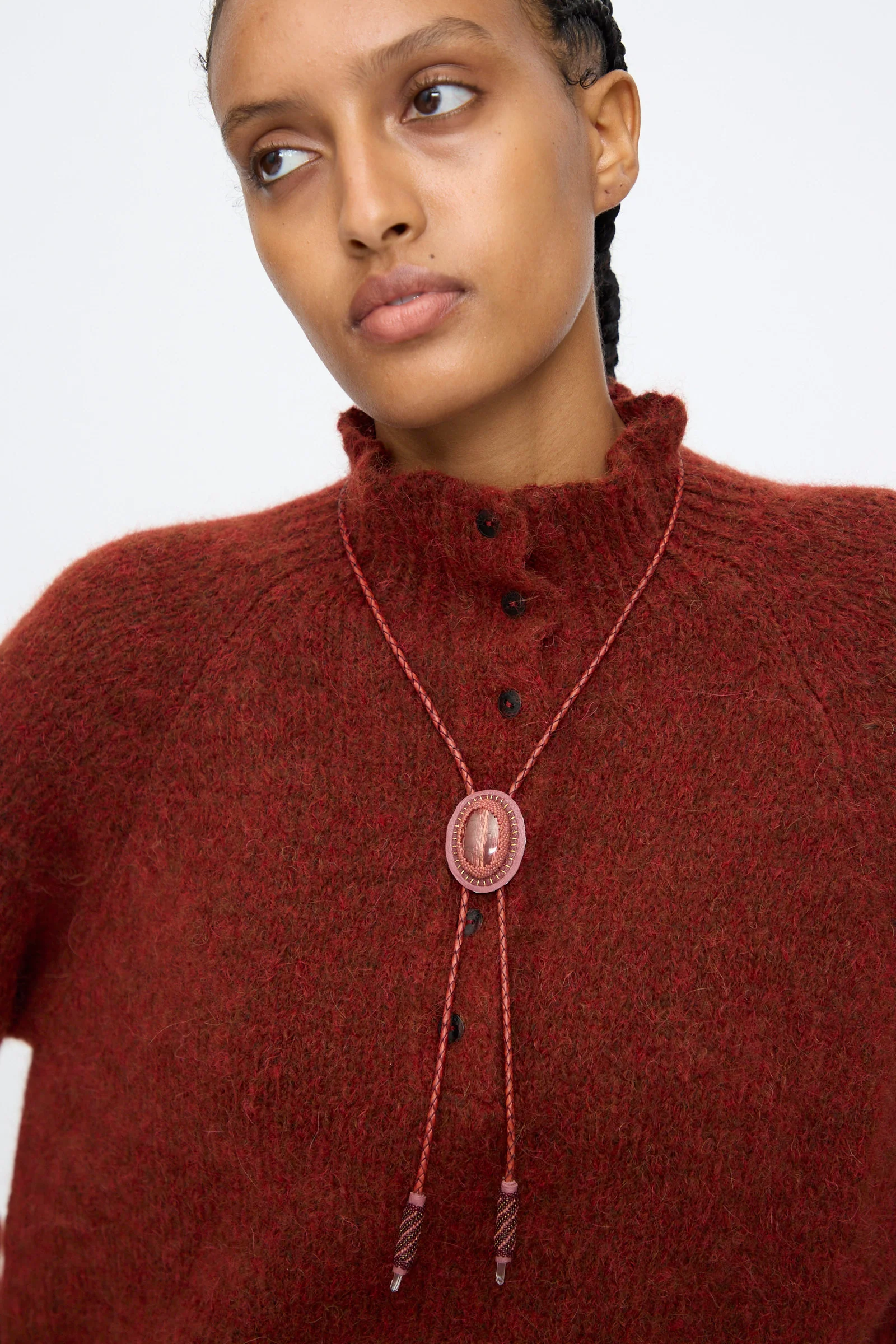 Bolo Necklace in Snakeskin Jasper and Quartz - Image 4