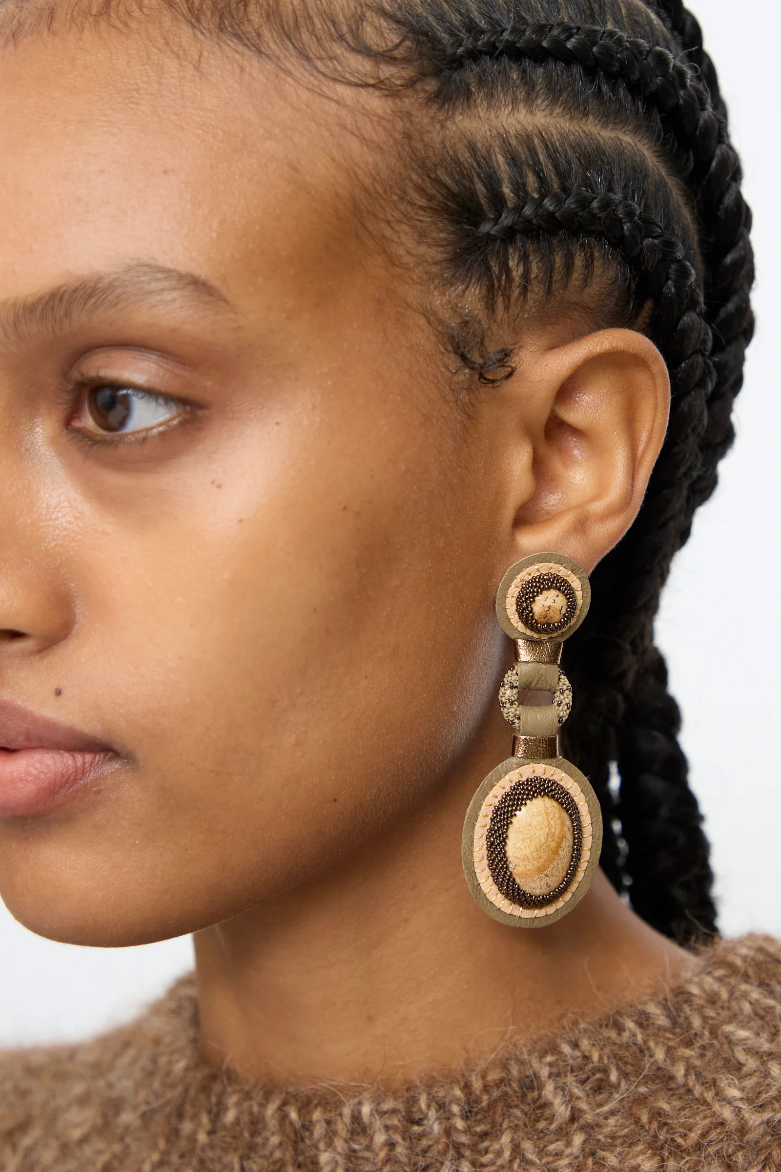 Double Stone Earrings in Picture Jasper - Image 4