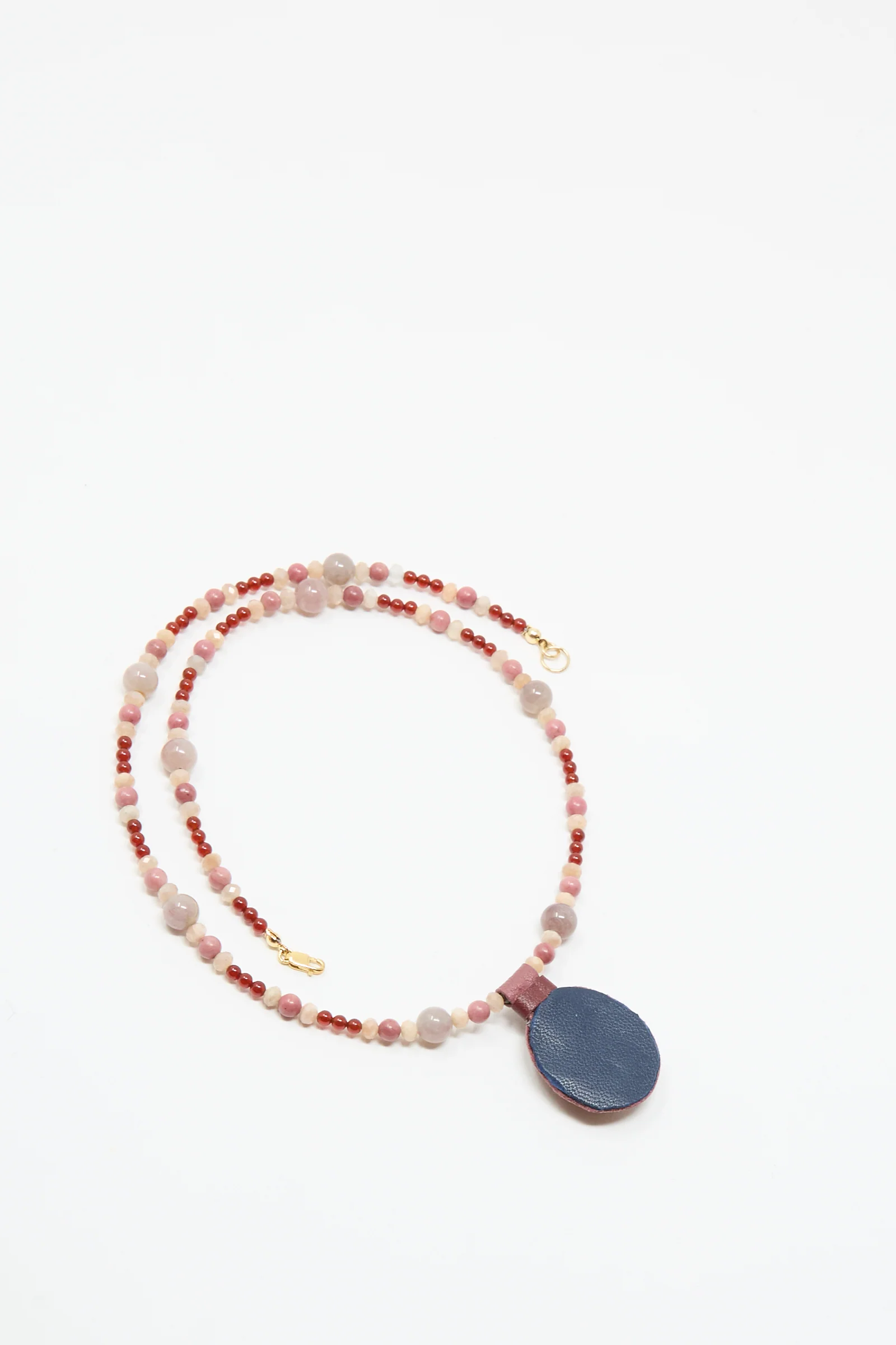 Love Bead Necklace in Pink with Carnelian Charm - Image 5