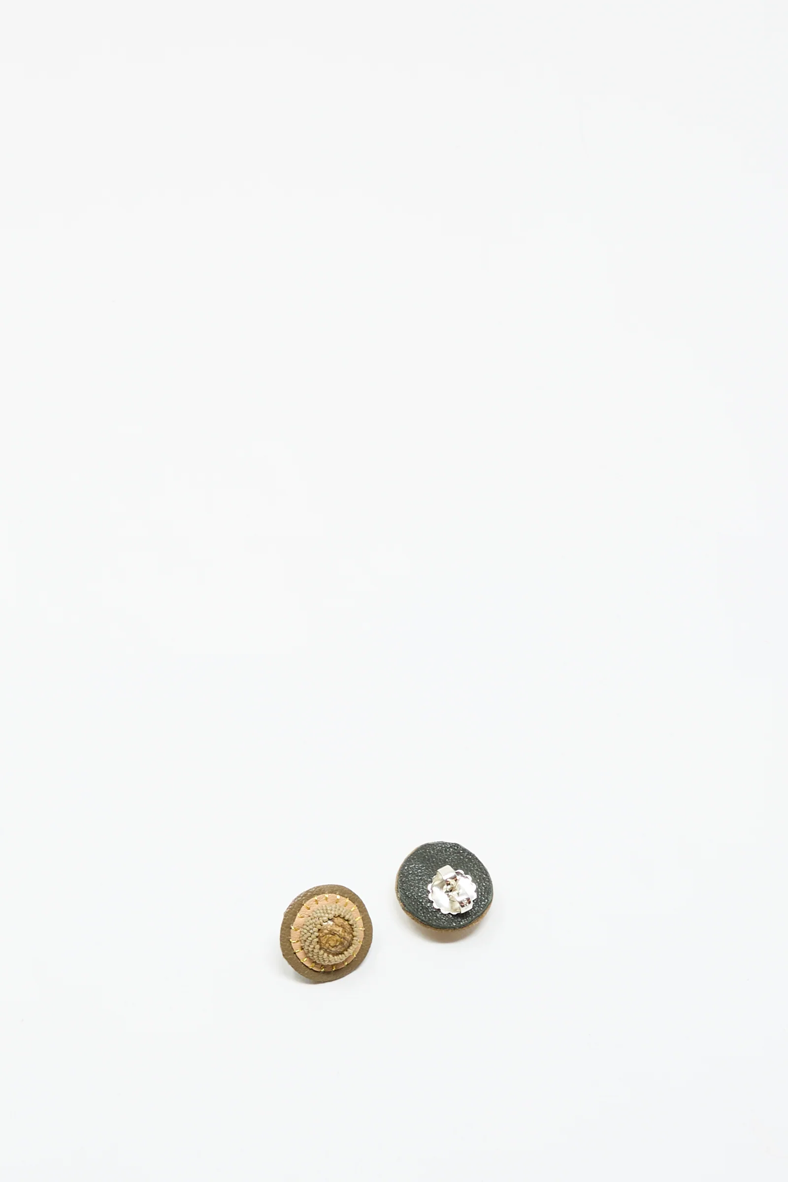 Stud Earrings in Brown with Picture Jasper - Image 3