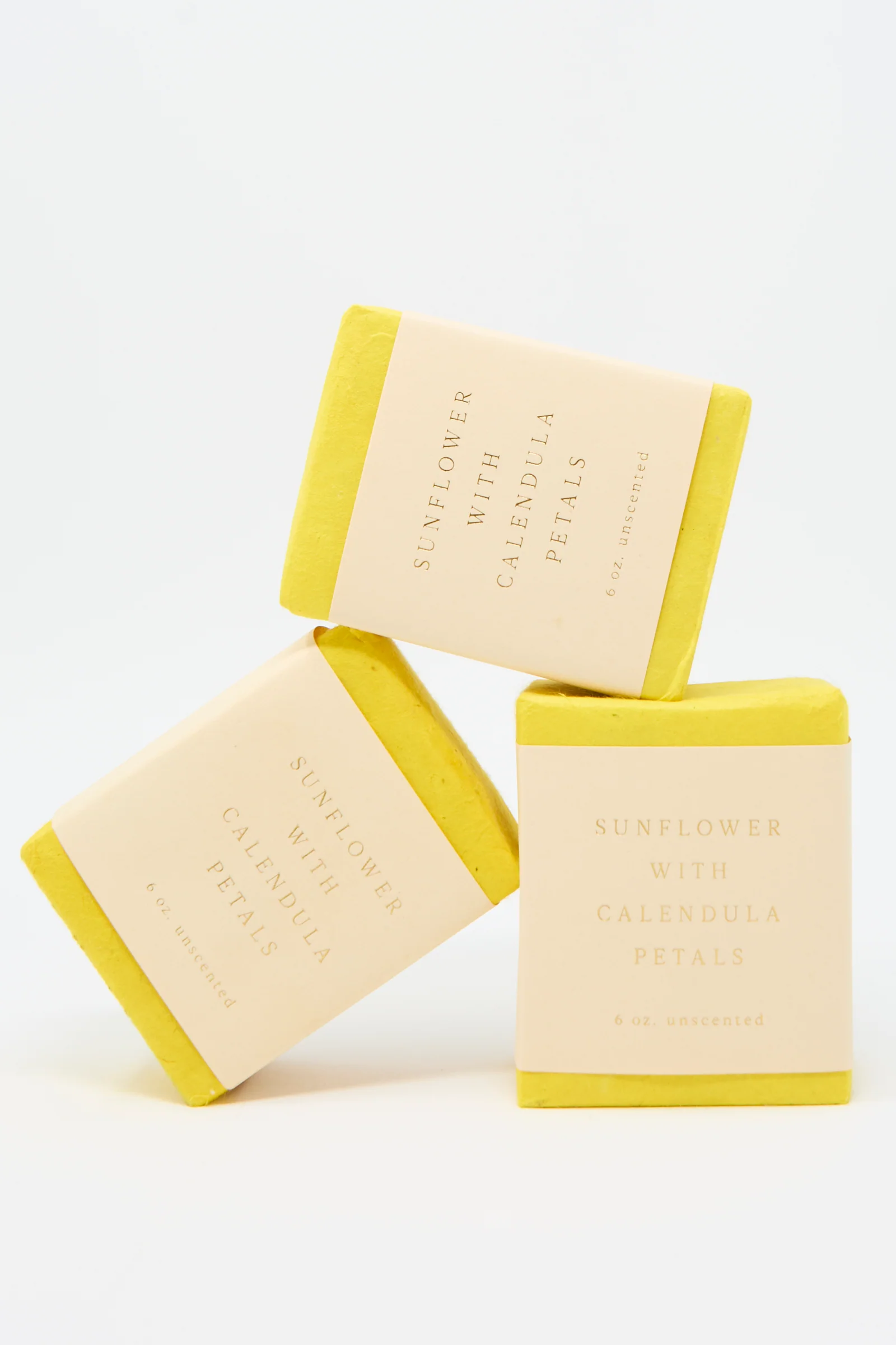 Olive Oil Bar Soap in Sunflower with Calendula Petals (Unscented)