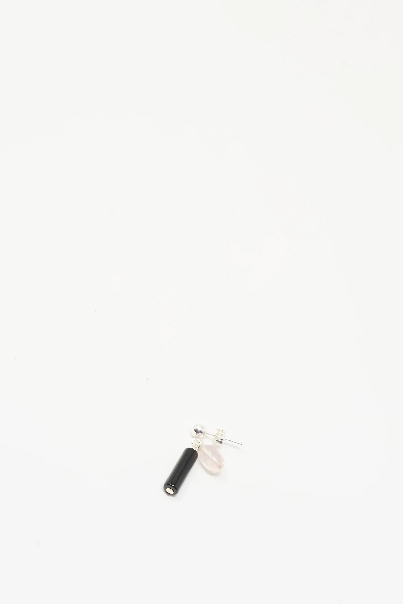 Bebecita Single Earring in Rose Quartz Onyx Drop
