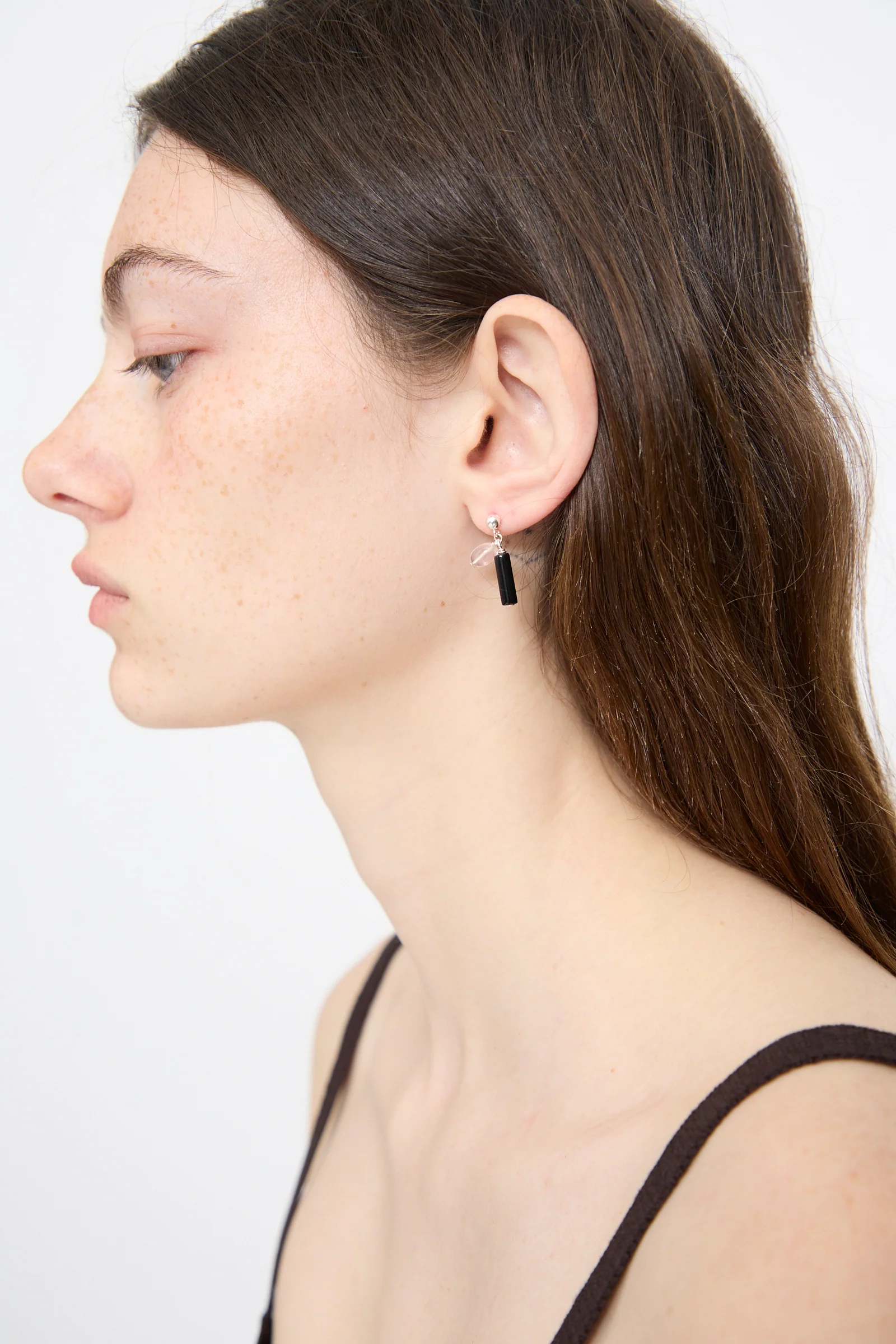 Bebecita Single Earring in Rose Quartz Onyx Drop - Image 2