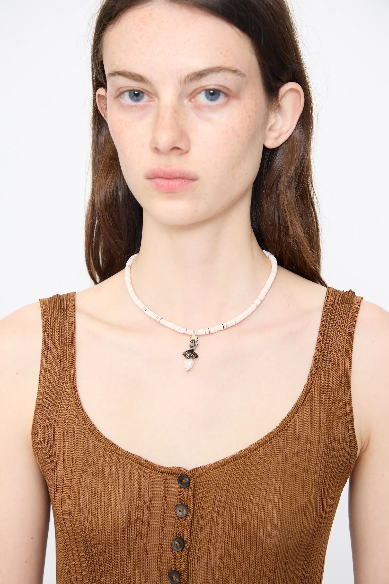 Pronto Necklace in Heishi Dalmatian Stack - Image 3