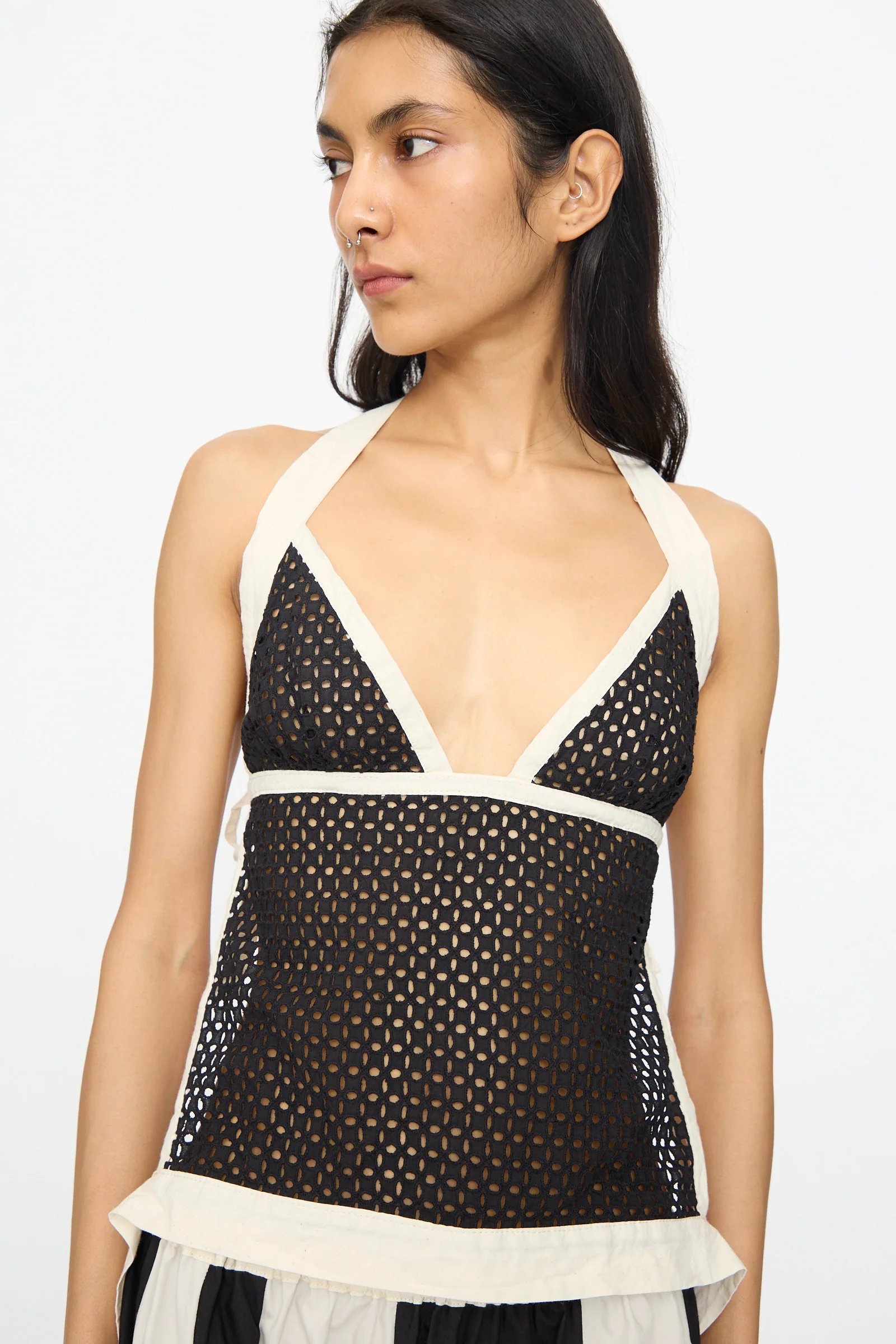 Cotton Eyelet Gaze Tank in Eclipse