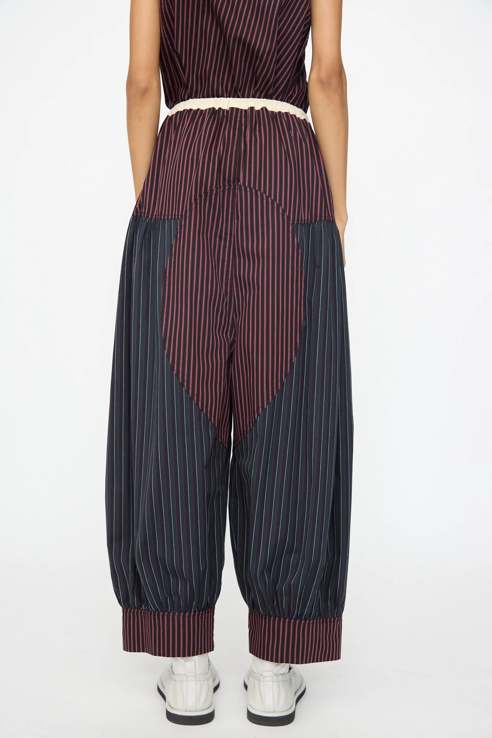 Cotton Suiting Crescent Pants in Celestine Stripe - Image 7