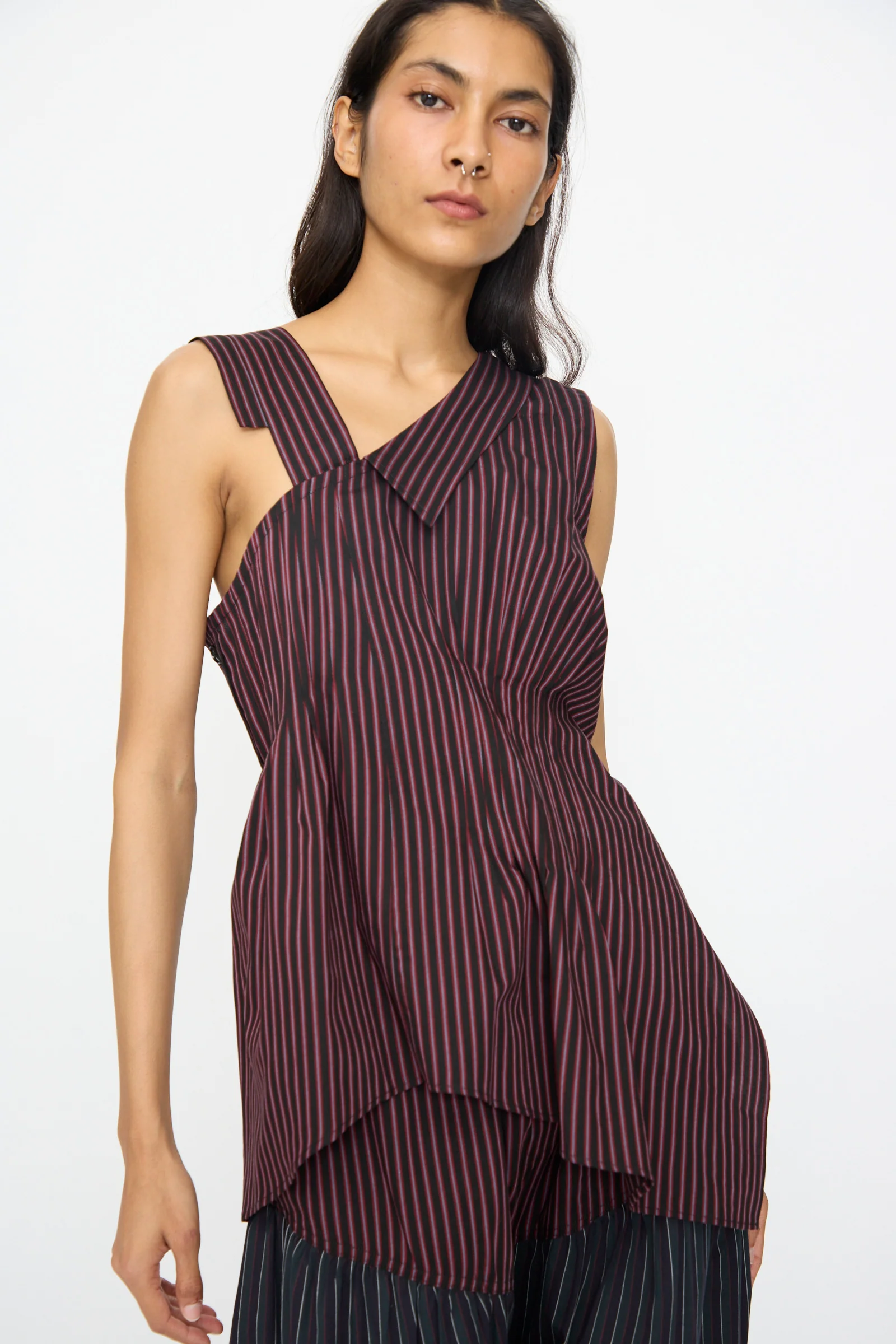 Cotton Suiting Solstice Top in Celestine Stripe - Image 2