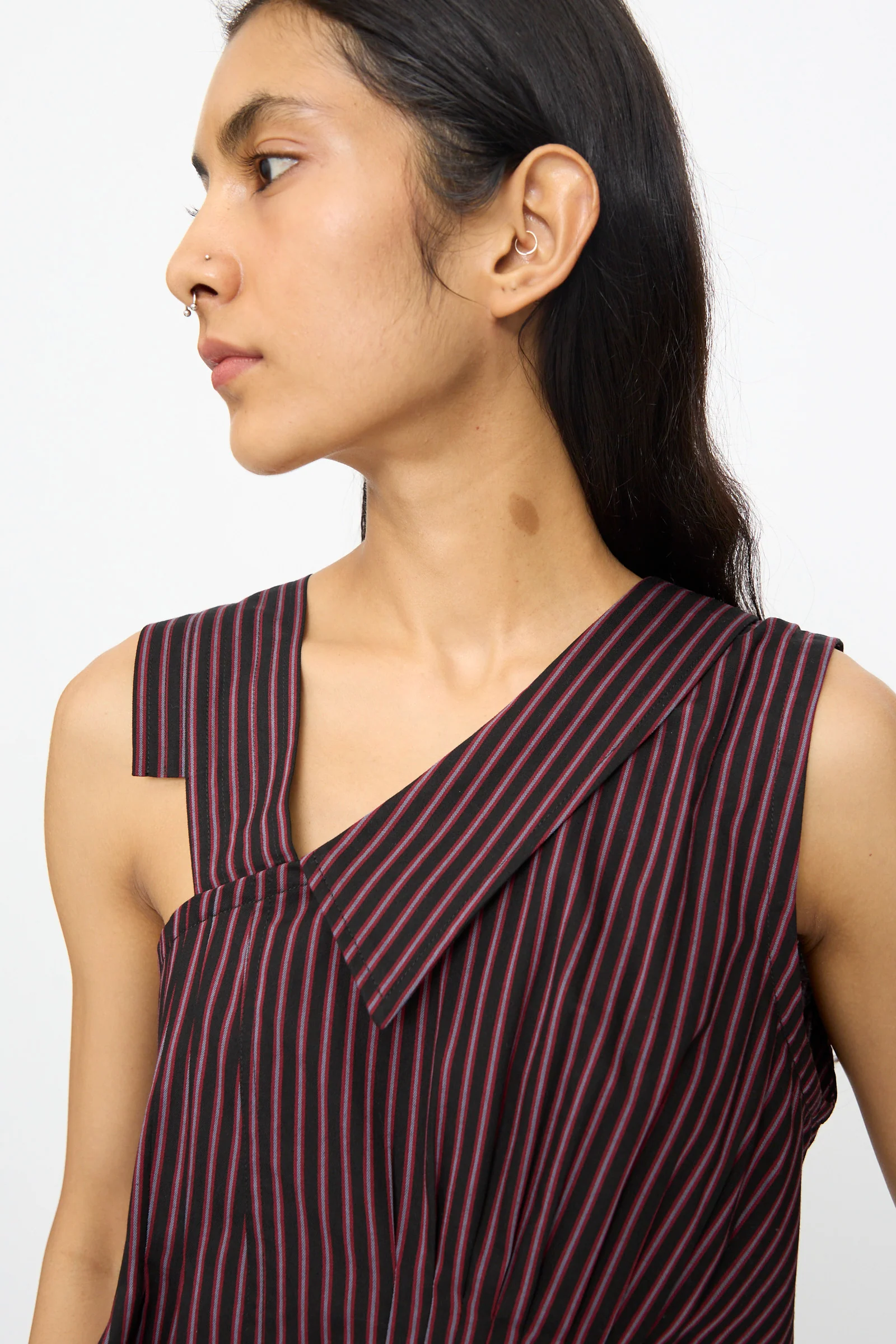 Cotton Suiting Solstice Top in Celestine Stripe - Image 3