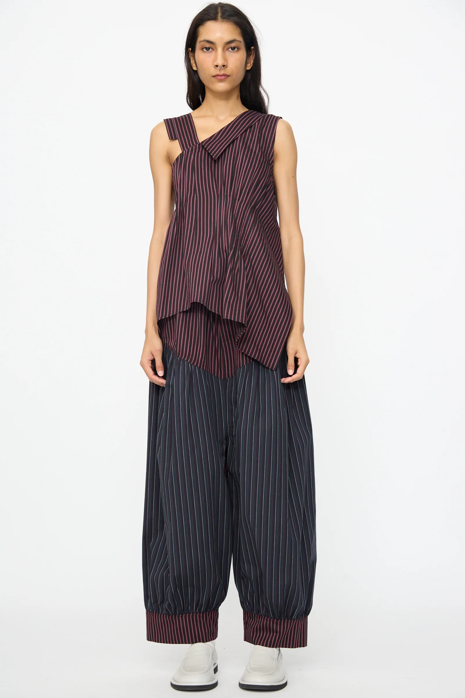 Cotton Suiting Solstice Top in Celestine Stripe - Image 4