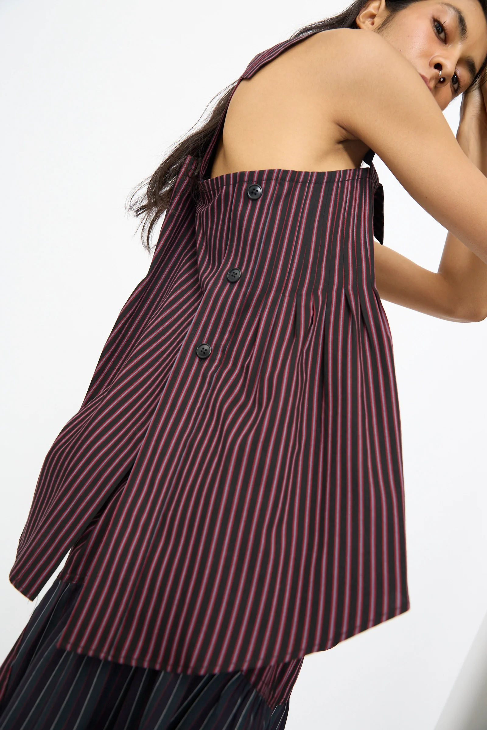 Cotton Suiting Solstice Top in Celestine Stripe - Image 5