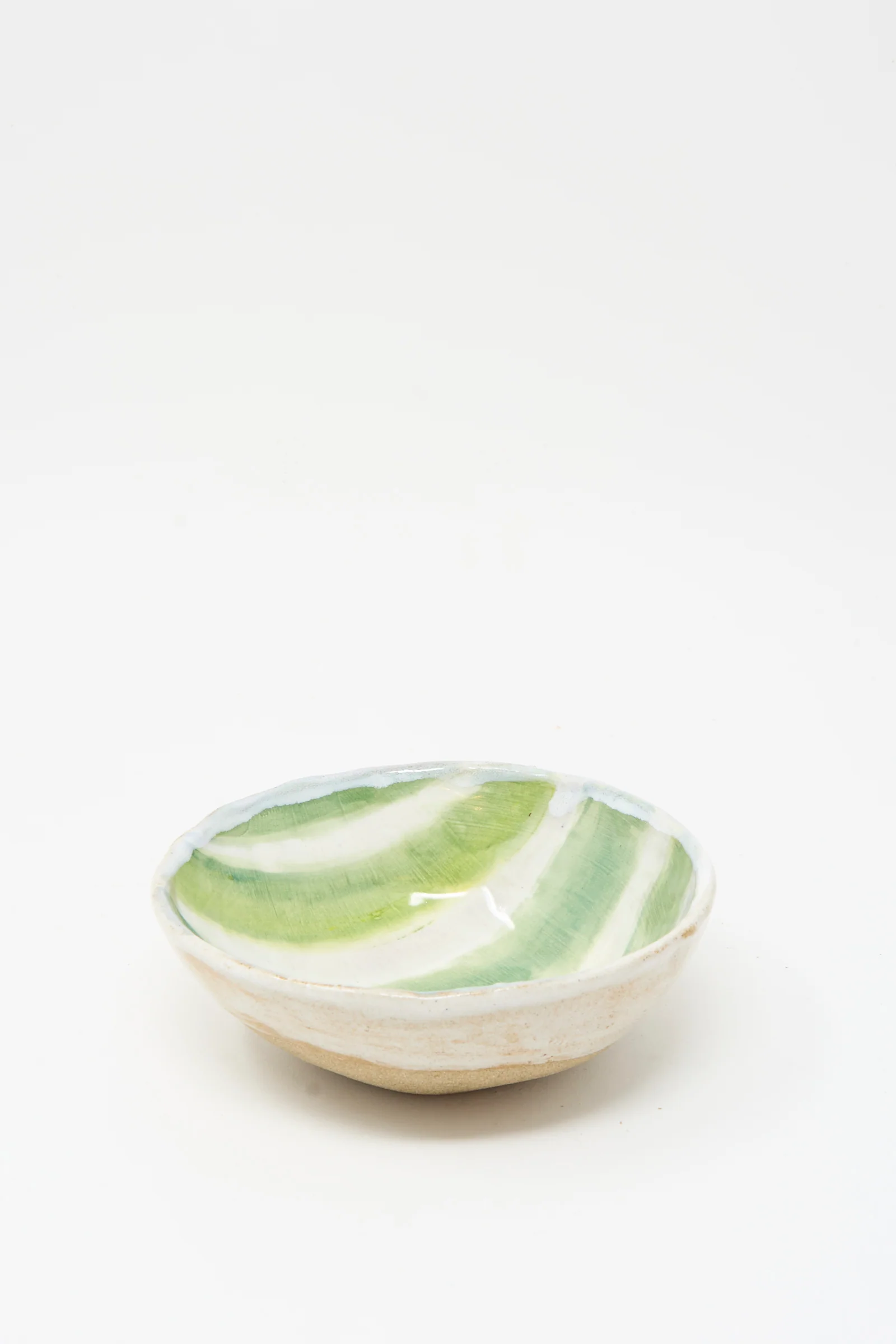 Bowl in Green and White Stripes - Image 3