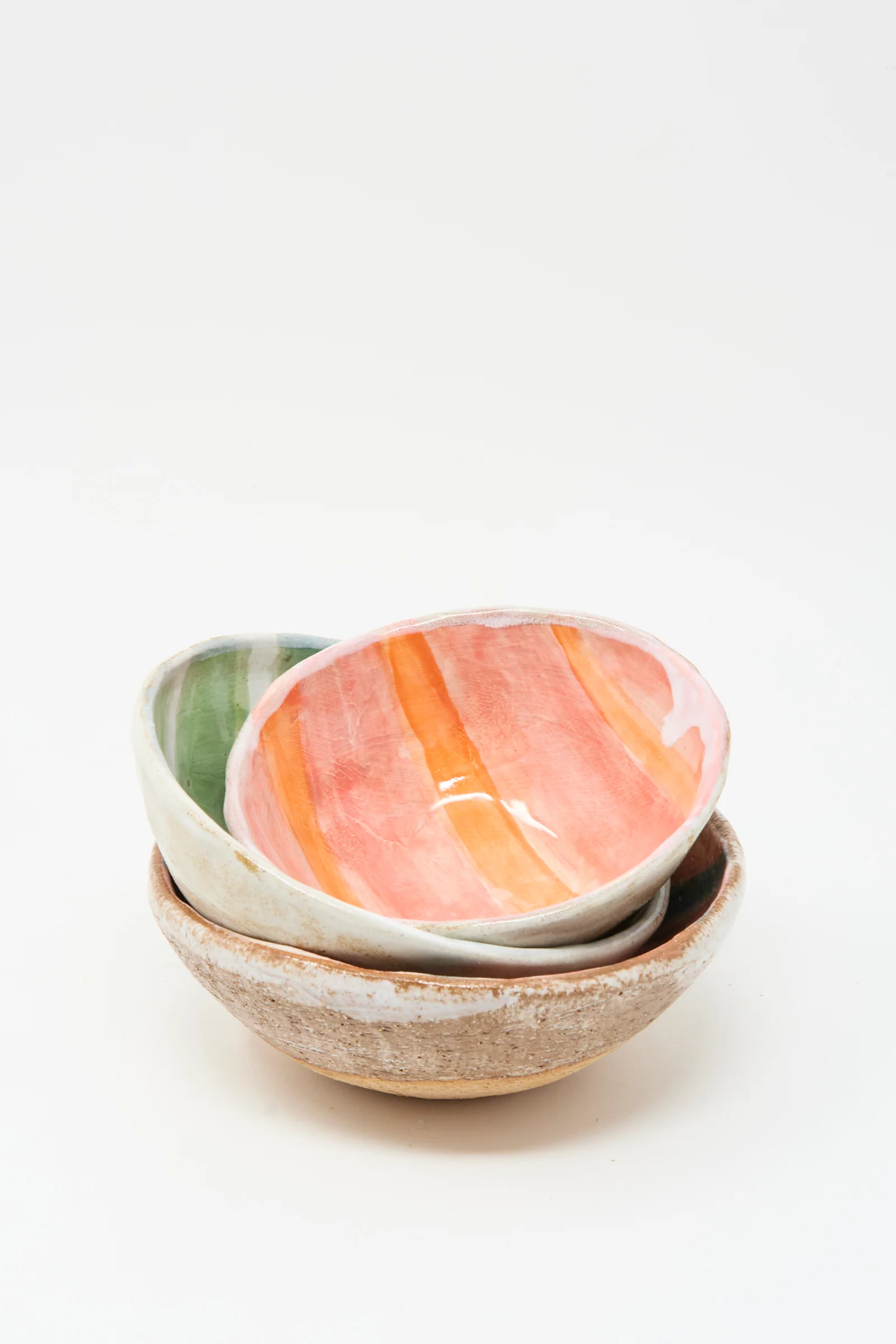 Bowl in Green and White Stripes - Image 4