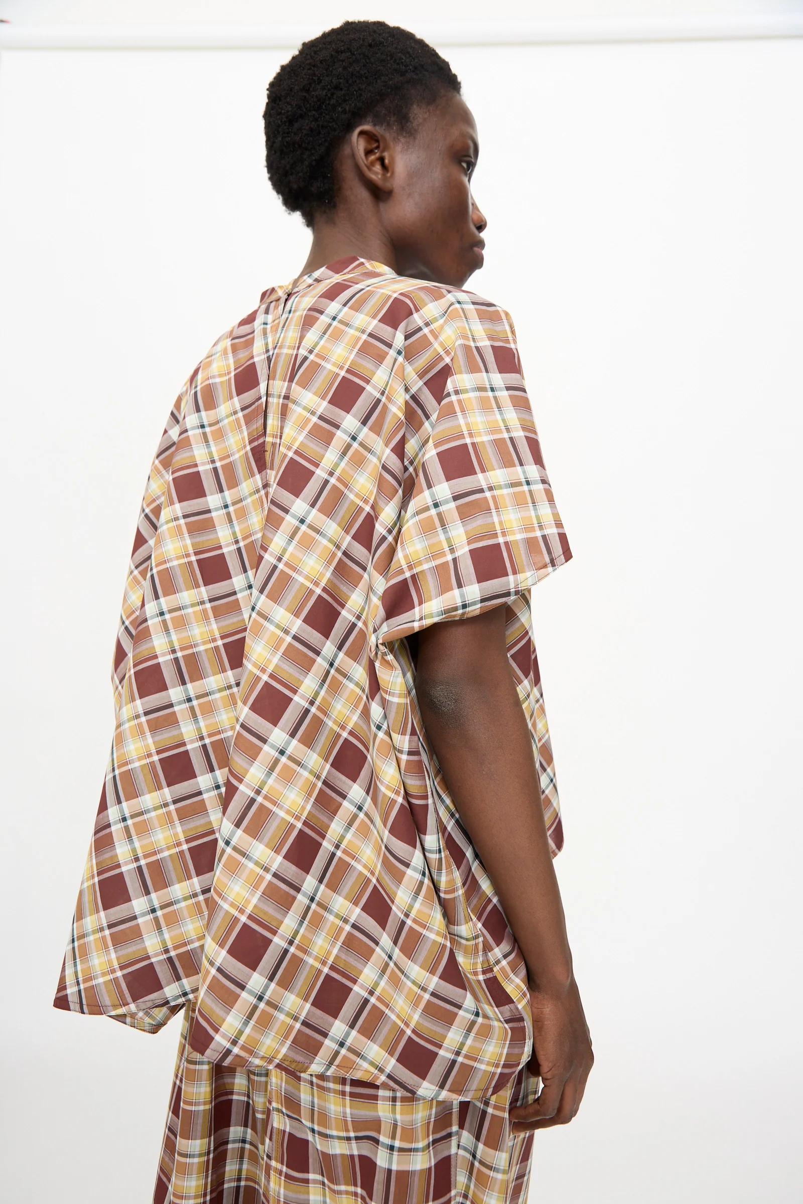 Cotton Batiste Check Basker Shirt in Toffee - Image 8