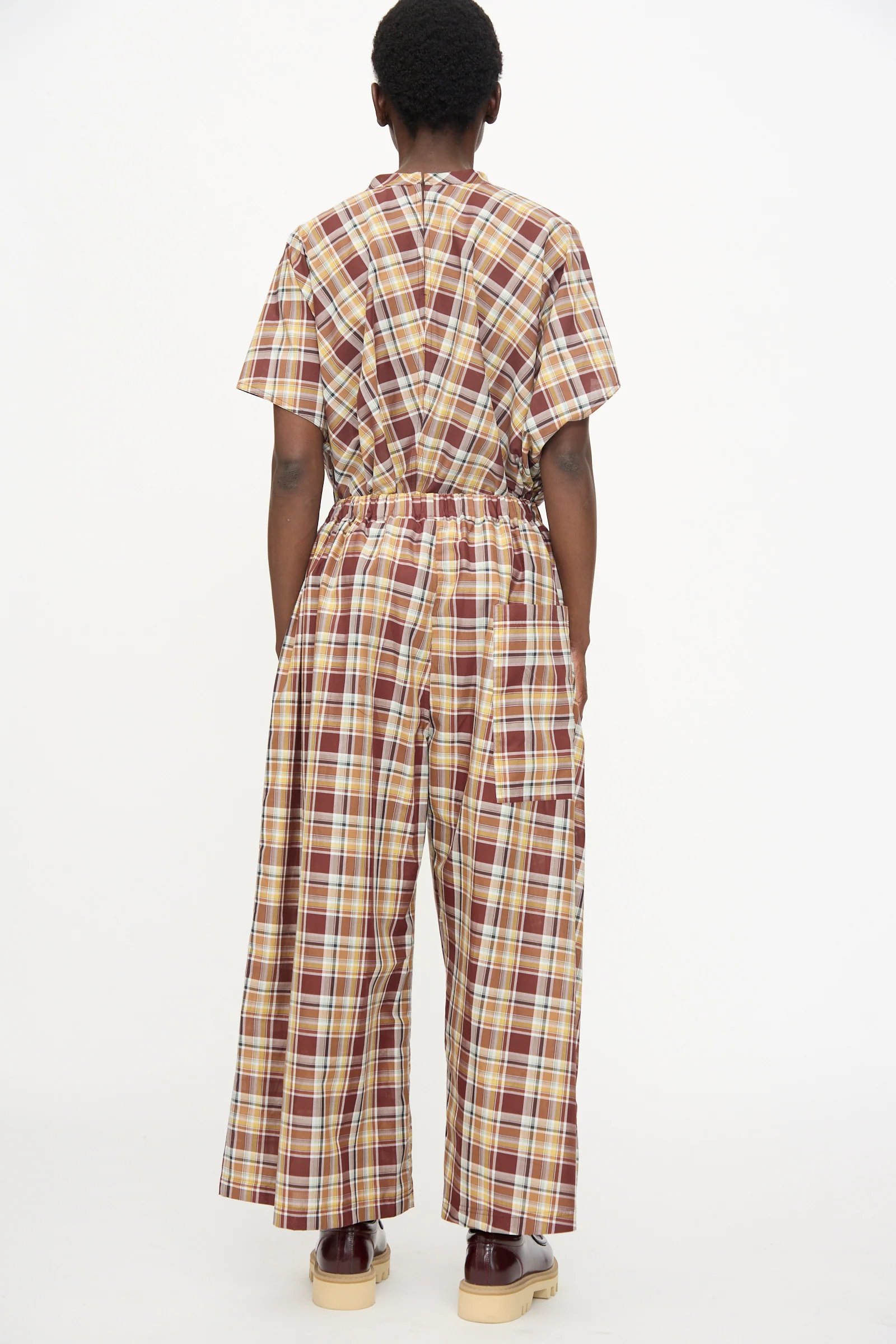 Cotton Batiste Check Parana Pant in Toffee - Image 6