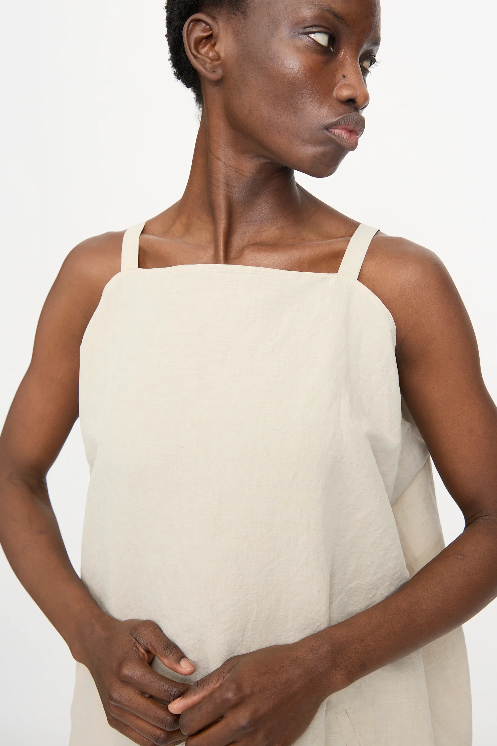 Linen Cotton Dele Dress in Natural - Image 3