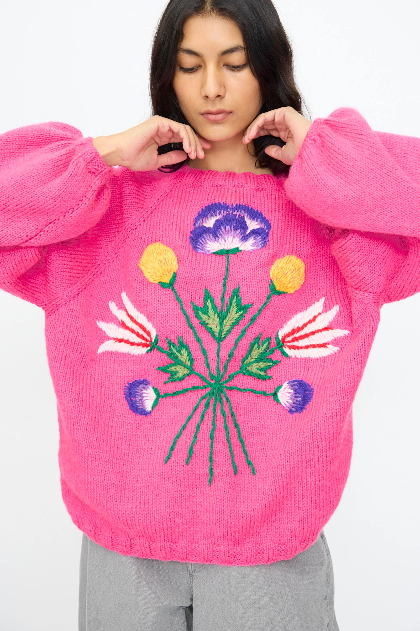 Sweater in Pink with Flowers - Image 4