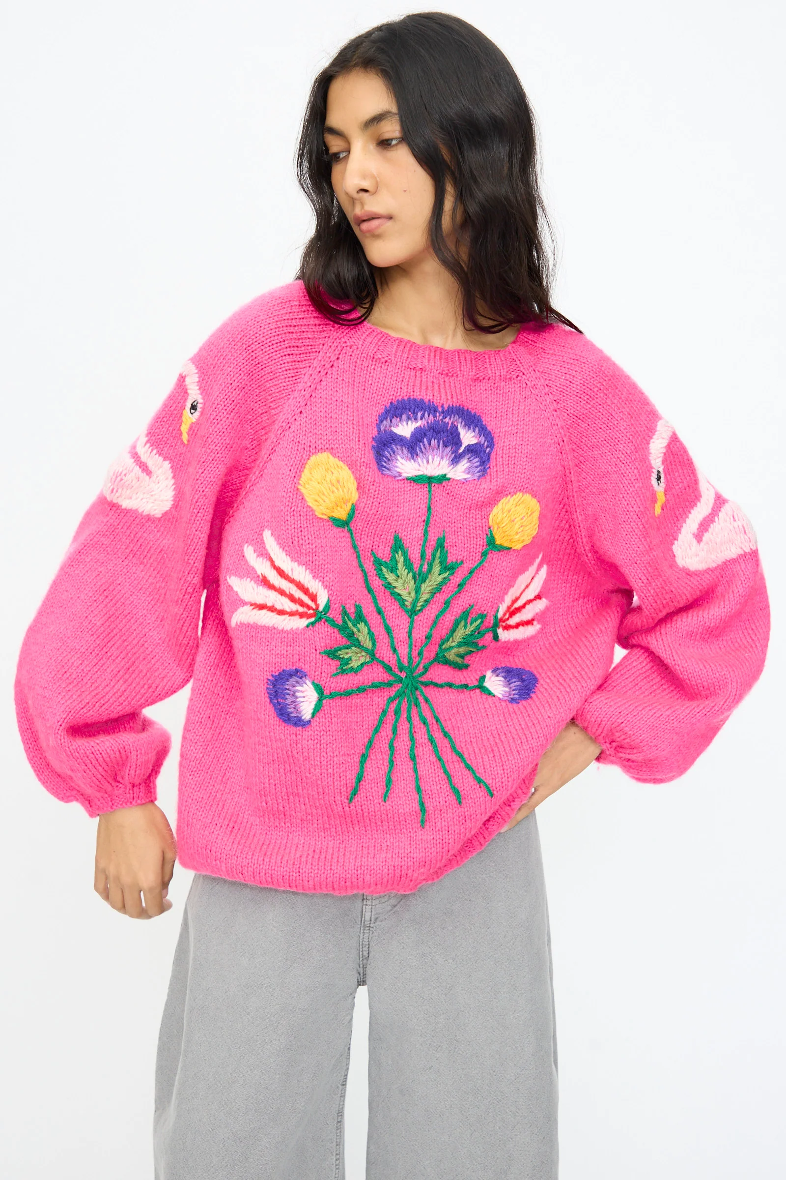 Sweater in Pink with Flowers - Image 5