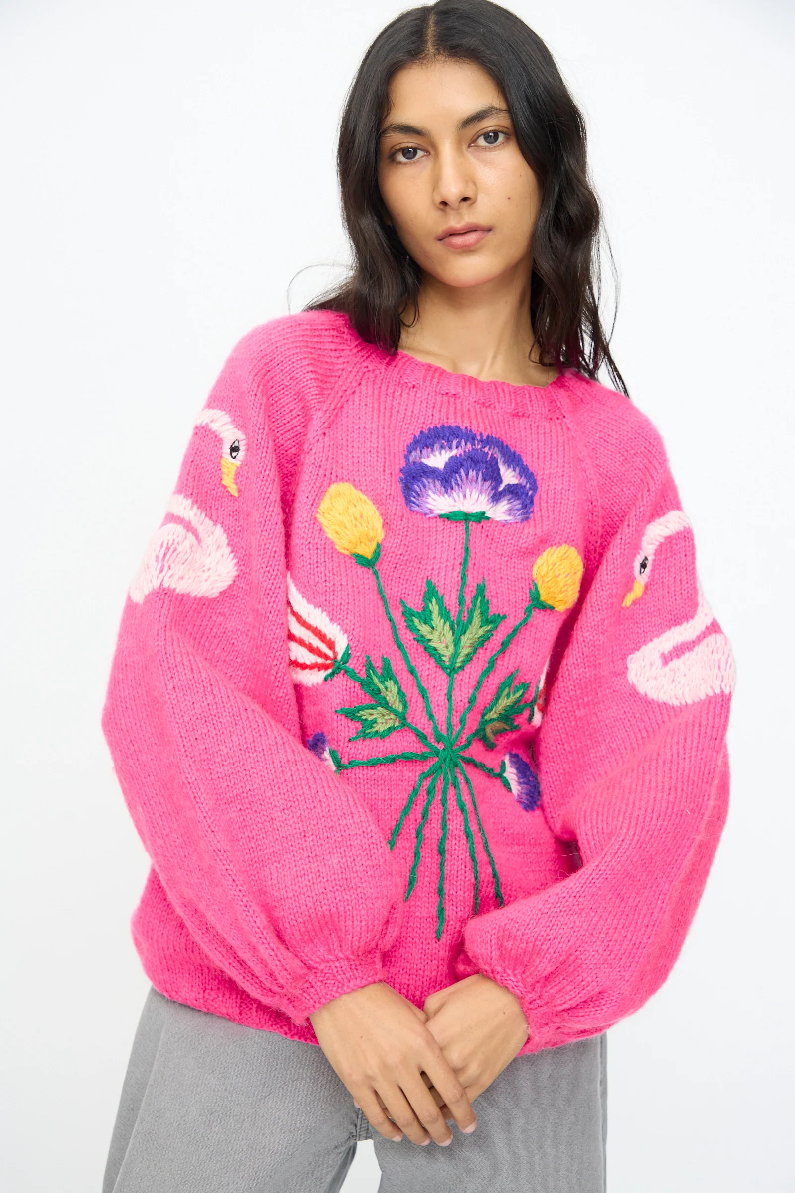 Sweater in Pink with Flowers - Image 6