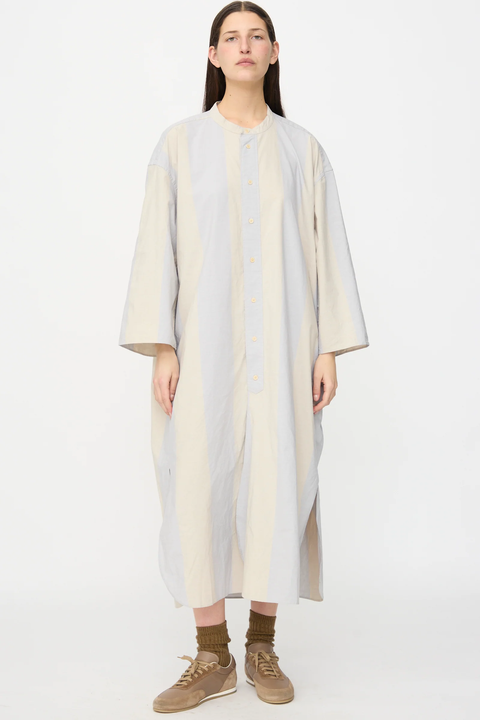 Shaman Shirtdress in Dusty Wide Stripe - Image 4